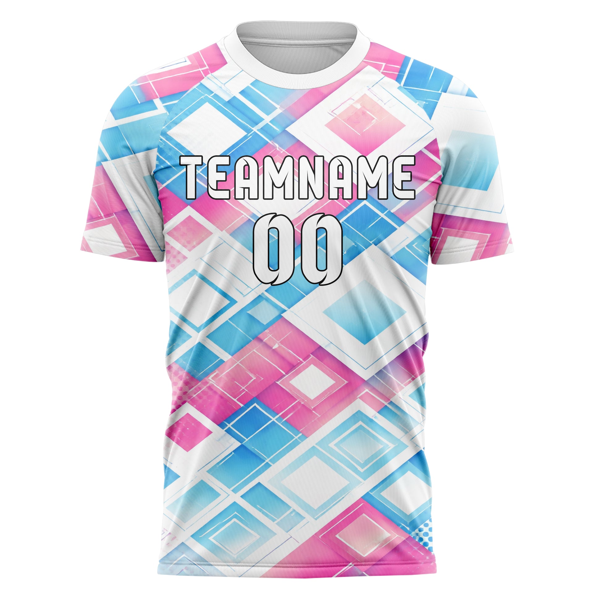 Weiss lebendiges Rauten Micro to Macro Gradient Design 01-0228 individuelles Fußballtrikot front