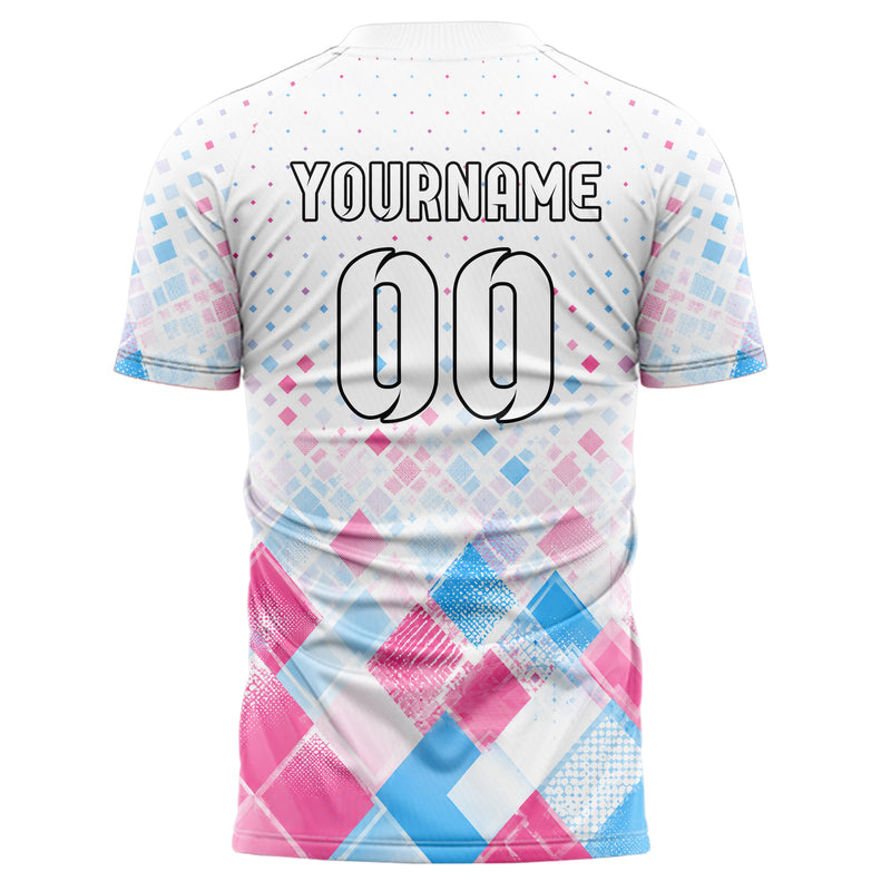 Weiss lebendiges Rauten Micro to Macro Gradient Design 01-0276 individuelles Fußballtrikot back