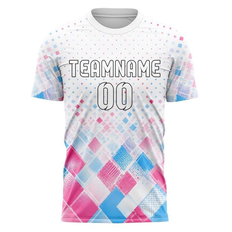 Weiss lebendiges Rauten Micro to Macro Gradient Design 01-0276 individuelles Fußballtrikot front