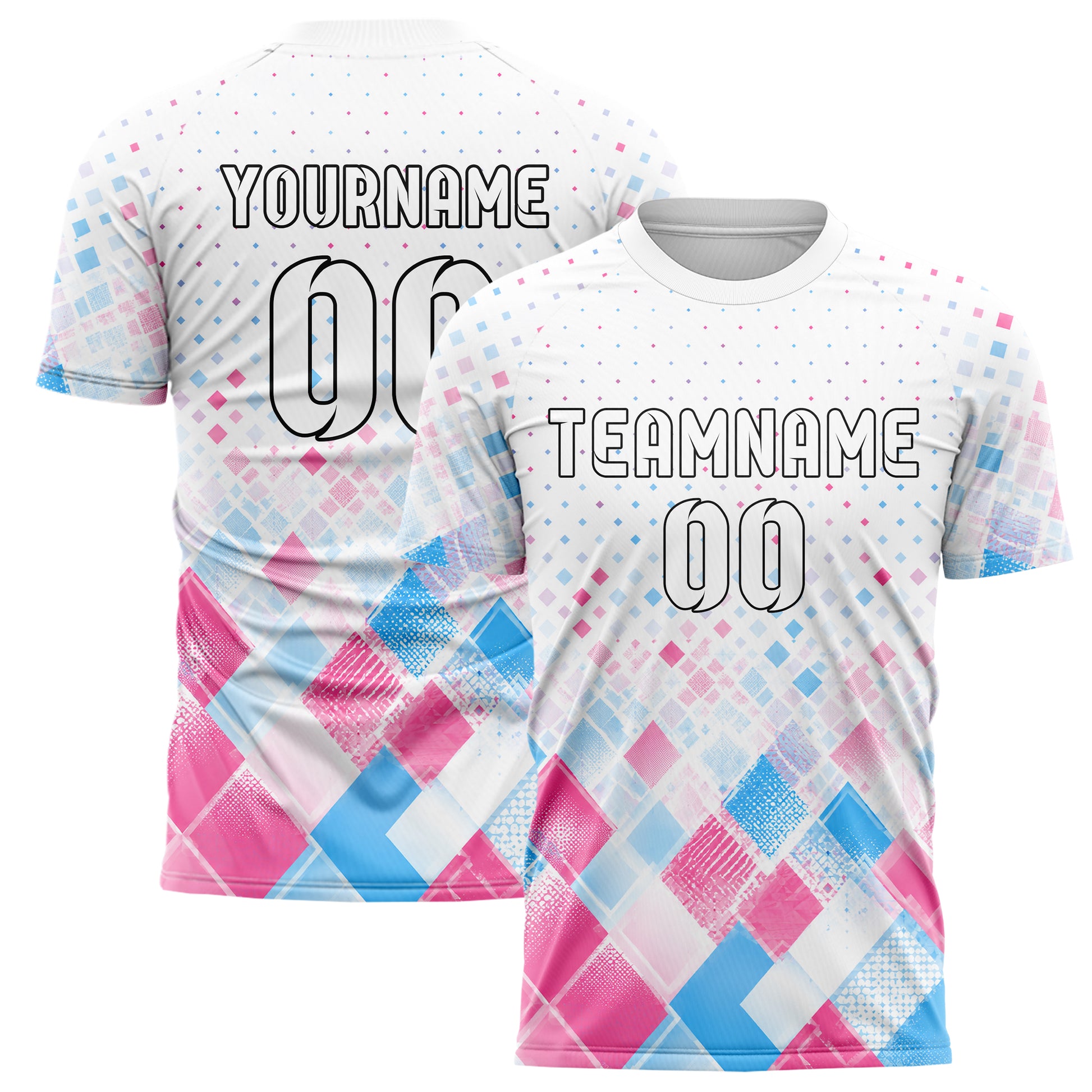 Weiss lebendiges Rauten Micro to Macro Gradient Design 01-0276 individuelles Fußballtrikot main