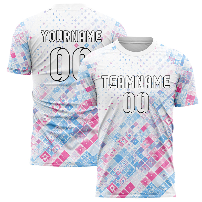 Weiss lebendiges Rauten Micro to Macro Gradient Design 01-0444 individuelles Fußballtrikot main