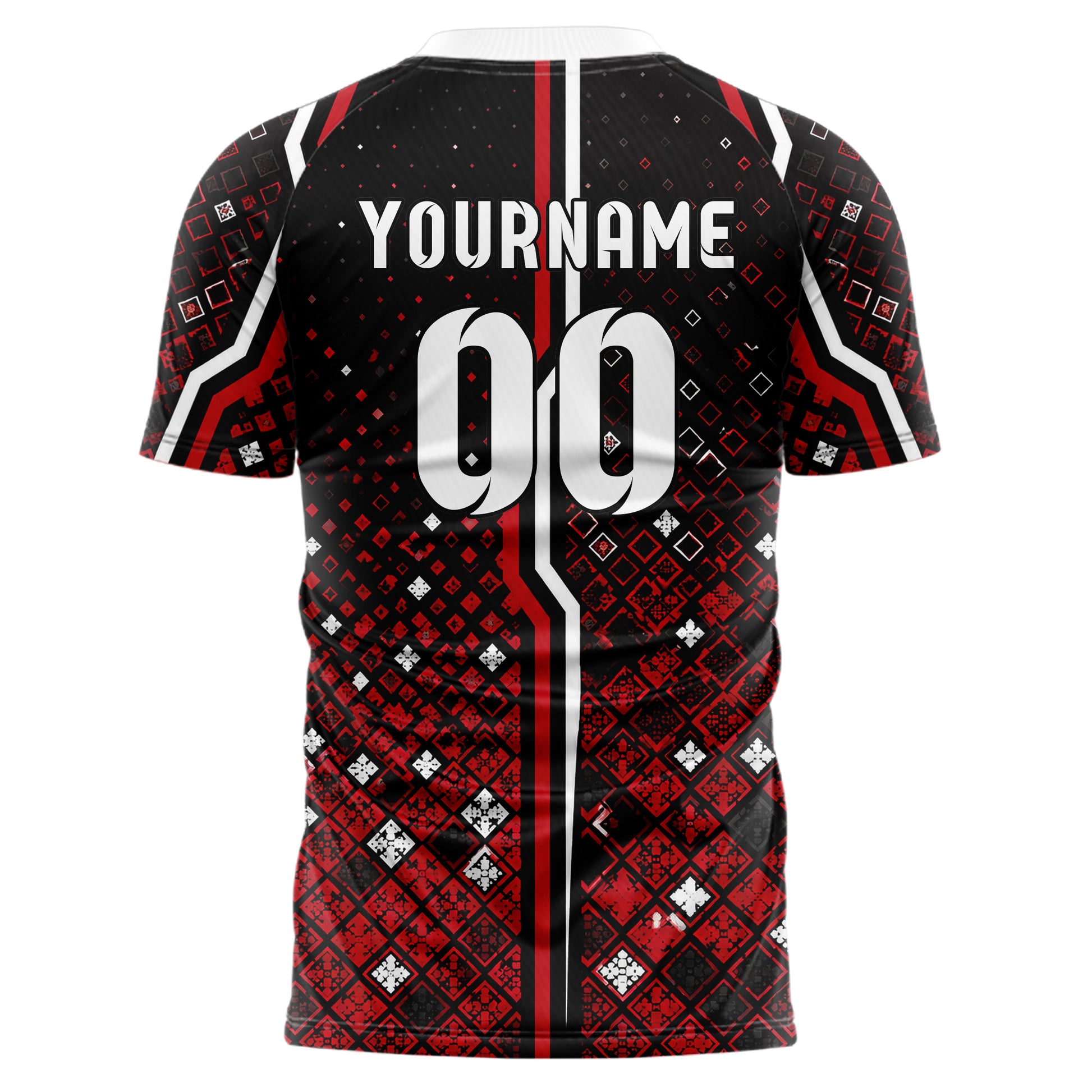Schwarz dunkles Rauten dichter Verlauf von unten Design 01-0095 individuelles Fußballtrikot back