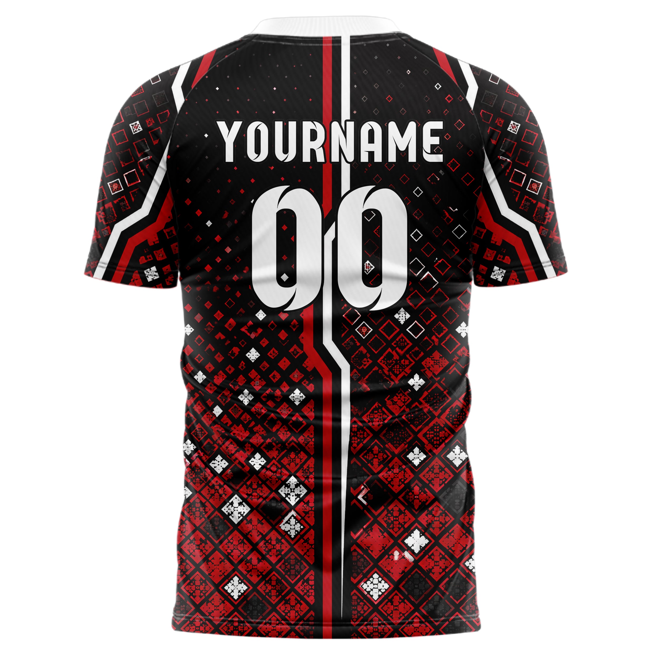 Schwarz dunkles Rauten dichter Verlauf von unten Design 01-0095 individuelles Fußballtrikot back