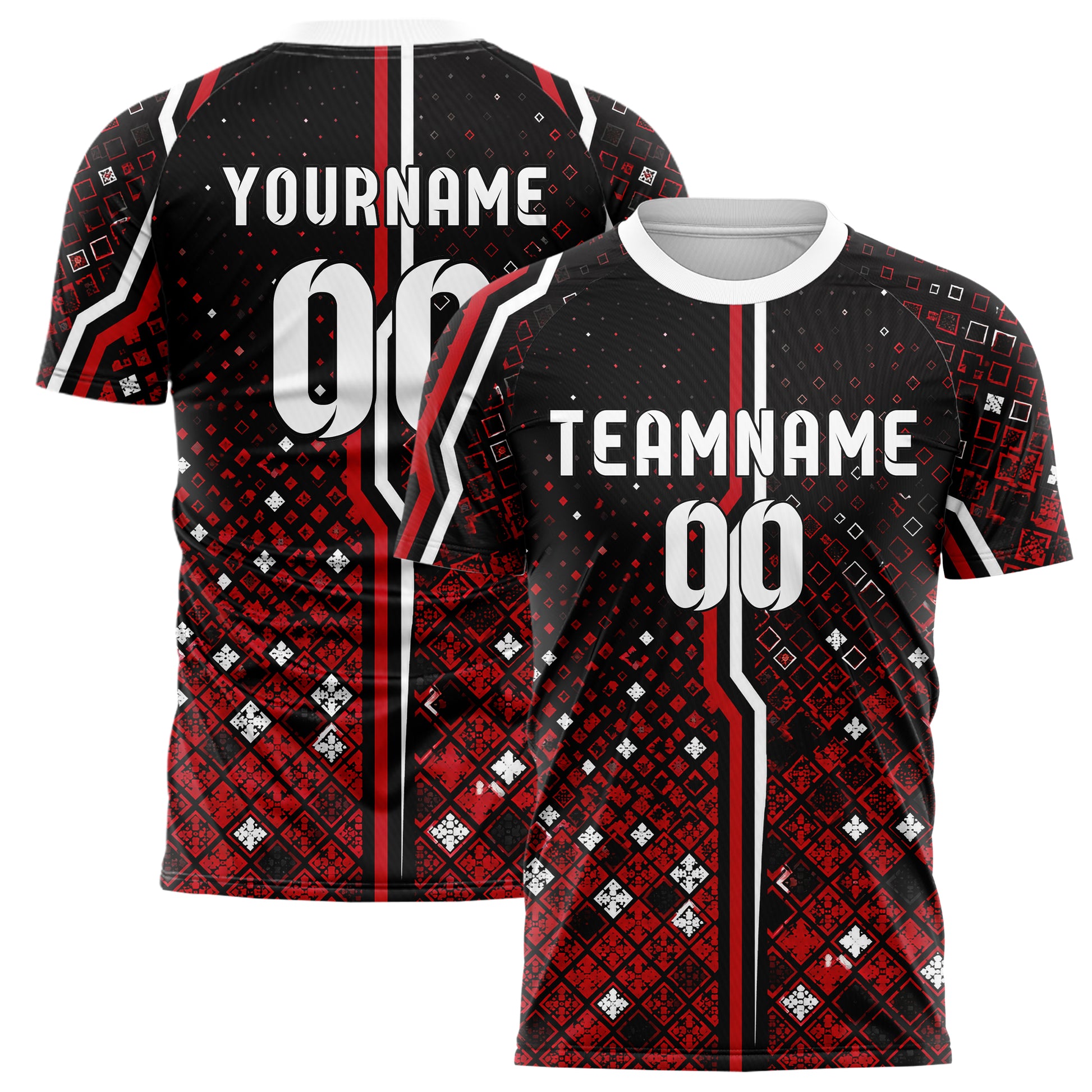 Schwarz dunkles Rauten dichter Verlauf von unten Design 01-0095 individuelles Fußballtrikot main