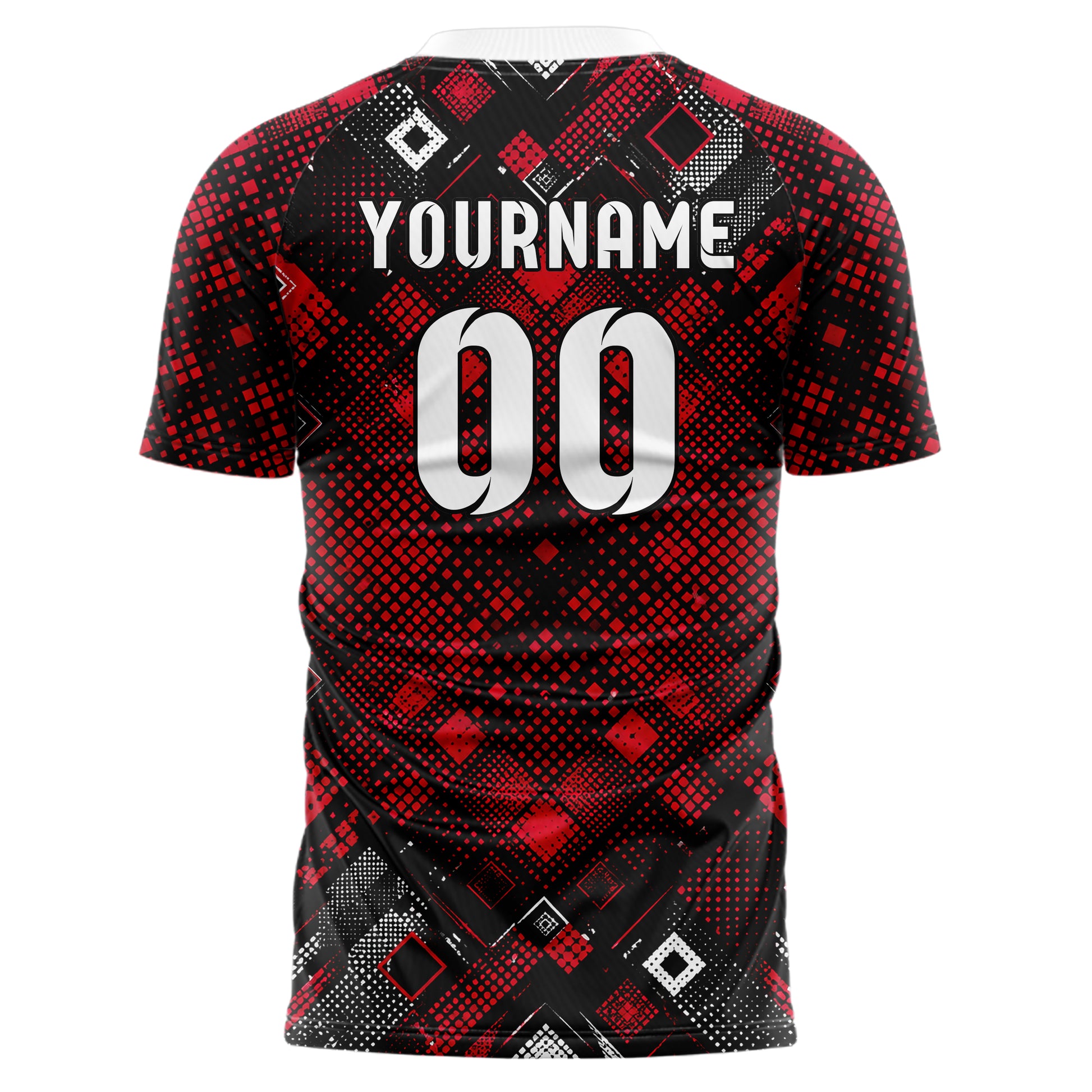 Schwarz dunkles Rauten radialer Center Fade Design 01-0065 individuelles Fußballtrikot back