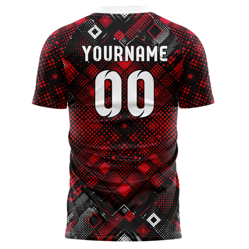 Schwarz dunkles Rauten radialer Center Fade Design 01-0065 individuelles Fußballtrikot back