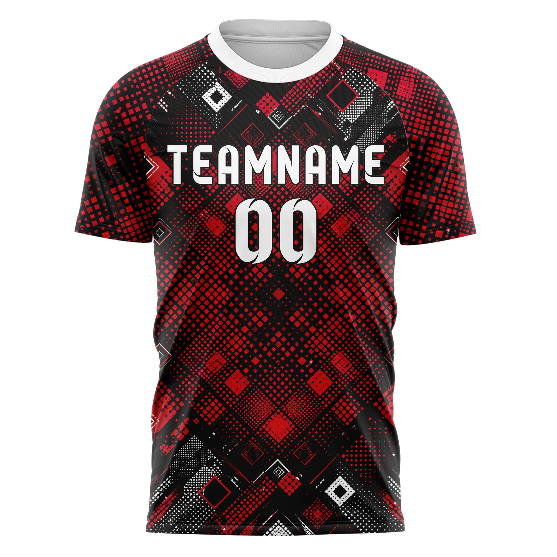 Schwarz dunkles Rauten radialer Center Fade Design 01-0065 individuelles Fußballtrikot front