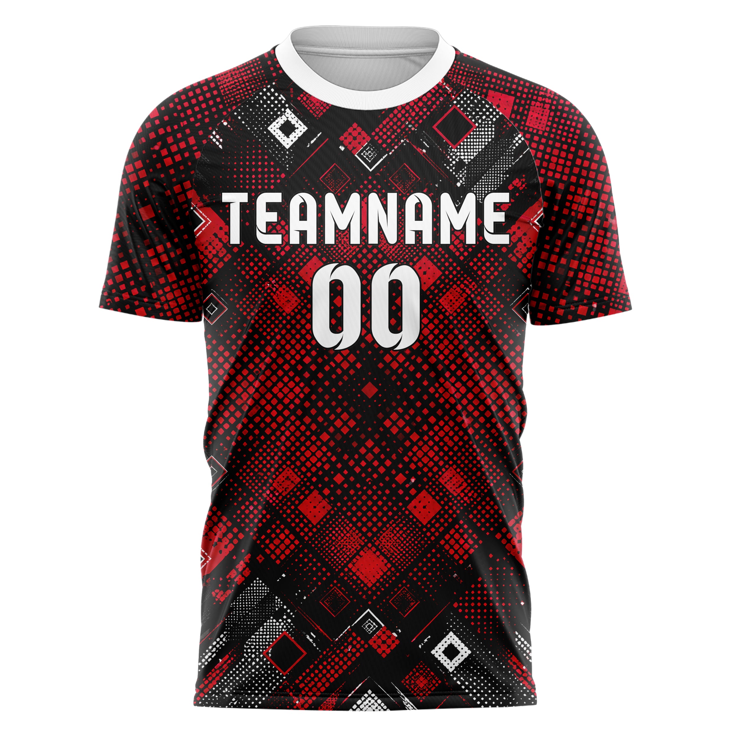 Schwarz dunkles Rauten radialer Center Fade Design 01-0065 individuelles Fußballtrikot front