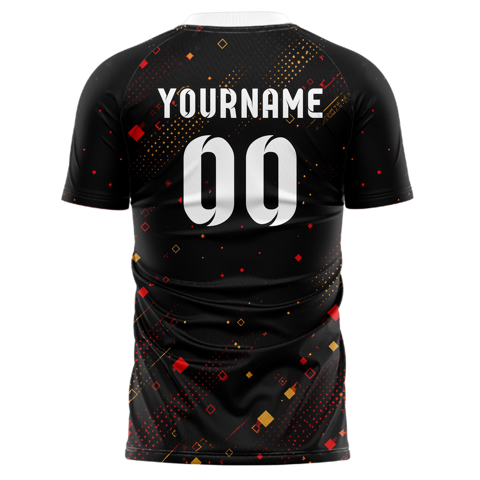 Schwarz dunkles Rauten radialer Center Fade Design 01-0433 individuelles Fußballtrikot back