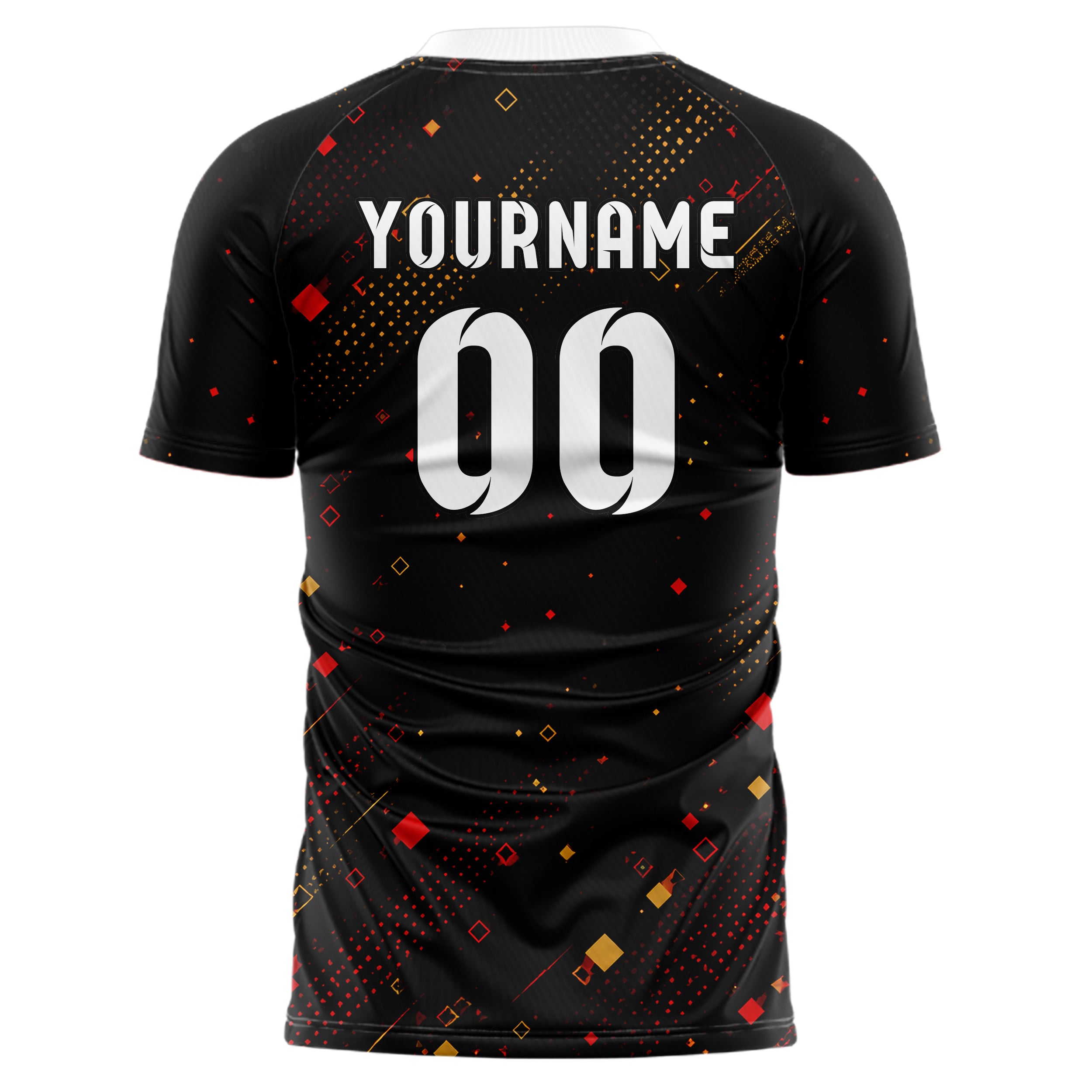 Schwarz dunkles Rauten radialer Center Fade Design 01-0433 individuelles Fußballtrikot back
