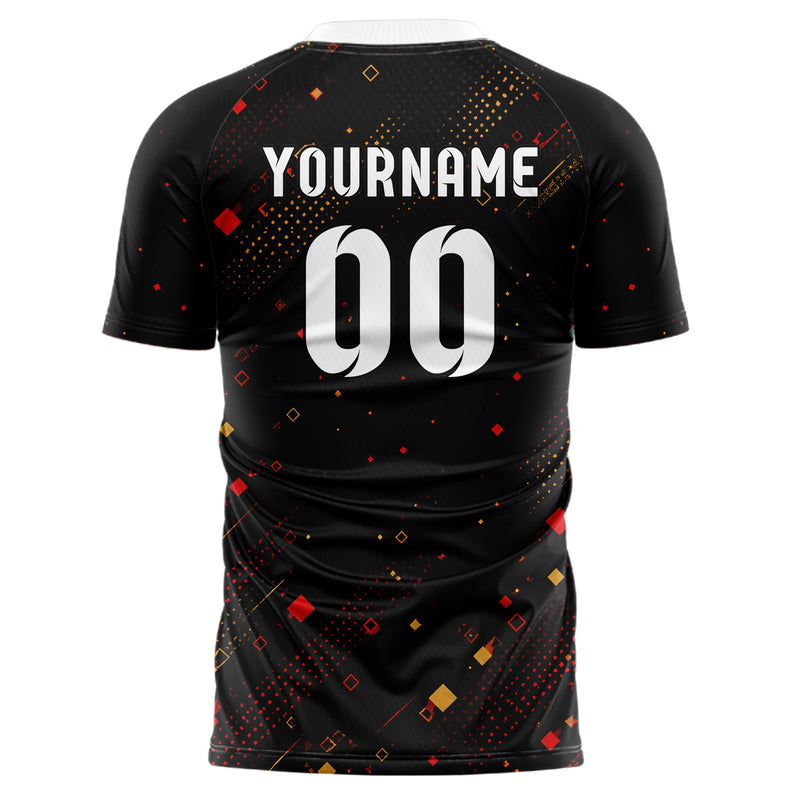 Schwarz dunkles Rauten radialer Center Fade Design 01-0433 individuelles Fußballtrikot back