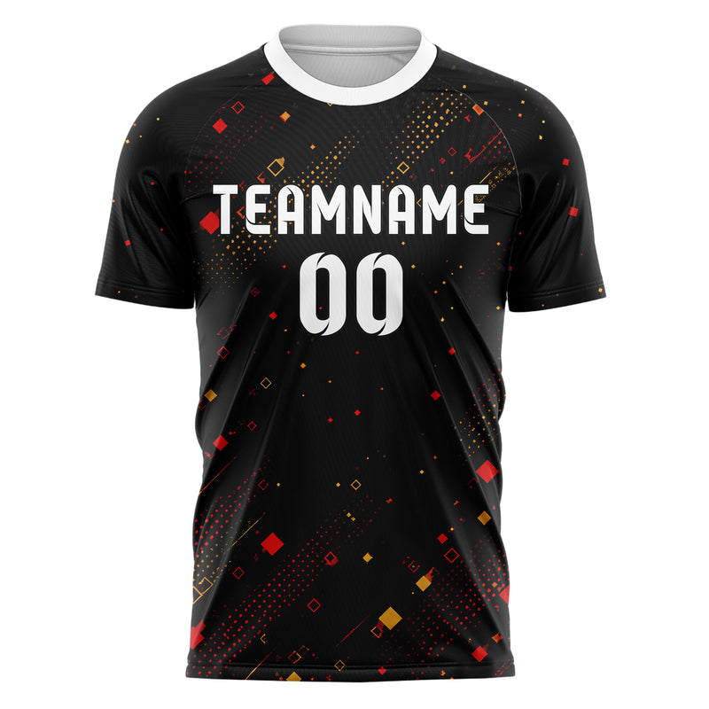 Schwarz dunkles Rauten radialer Center Fade Design 01-0433 individuelles Fußballtrikot front