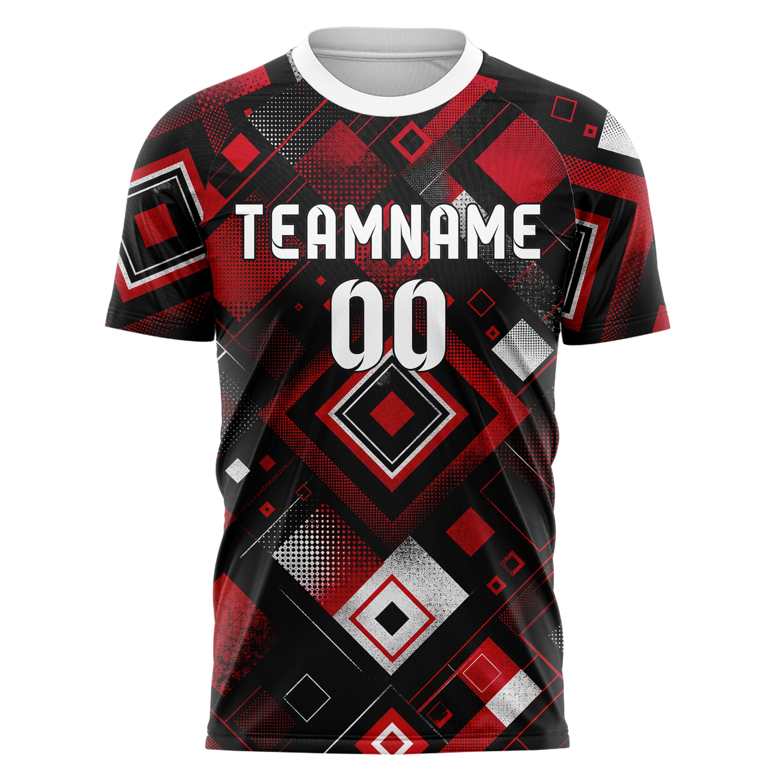 Schwarz dunkles Rauten diagonale Tessellation Design 01-0170 individuelles Fußballtrikot front