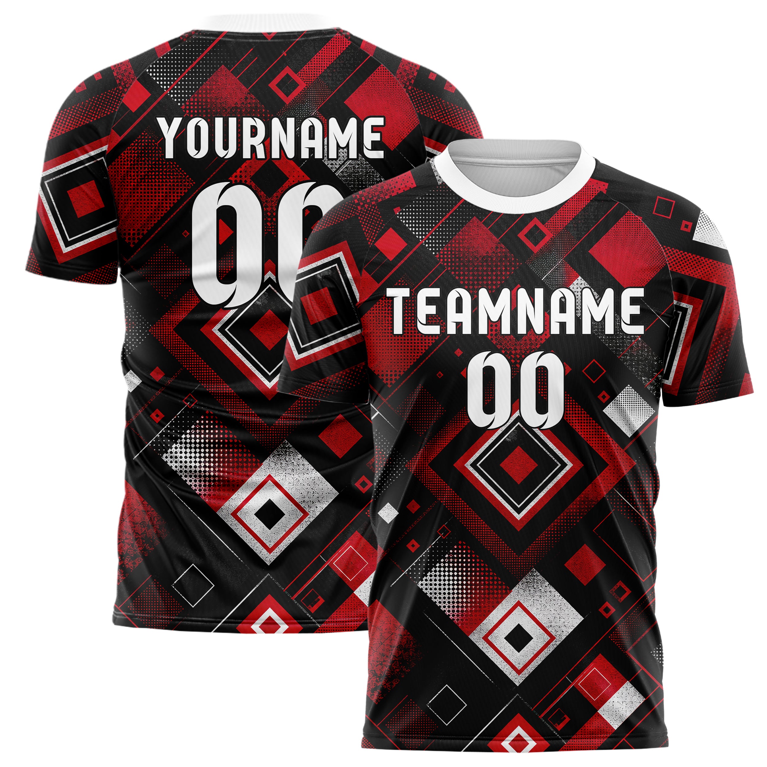 Schwarz dunkles Rauten diagonale Tessellation Design 01-0170 individuelles Fußballtrikot main