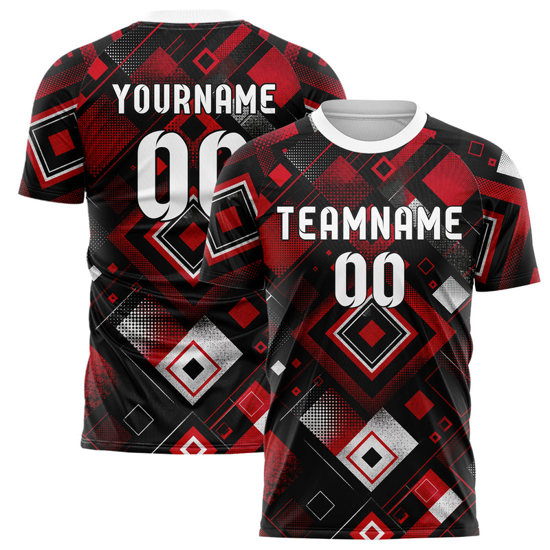 Schwarz dunkles Rauten diagonale Tessellation Design 01-0170 individuelles Fußballtrikot main
