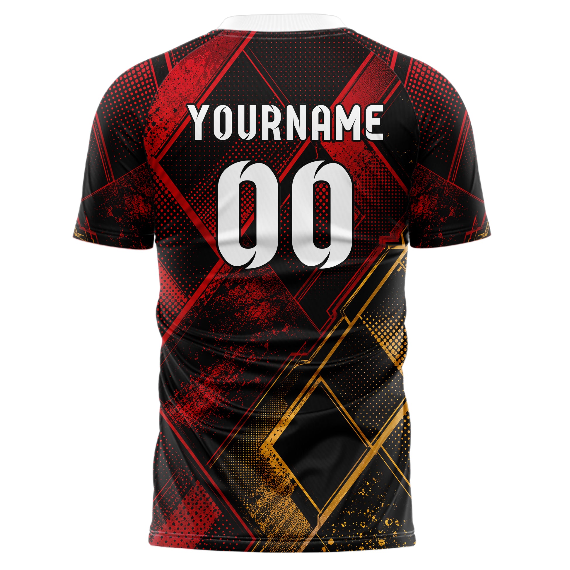 Schwarz dunkles Rauten diagonale Tessellation Design 01-0346 individuelles Fußballtrikot back