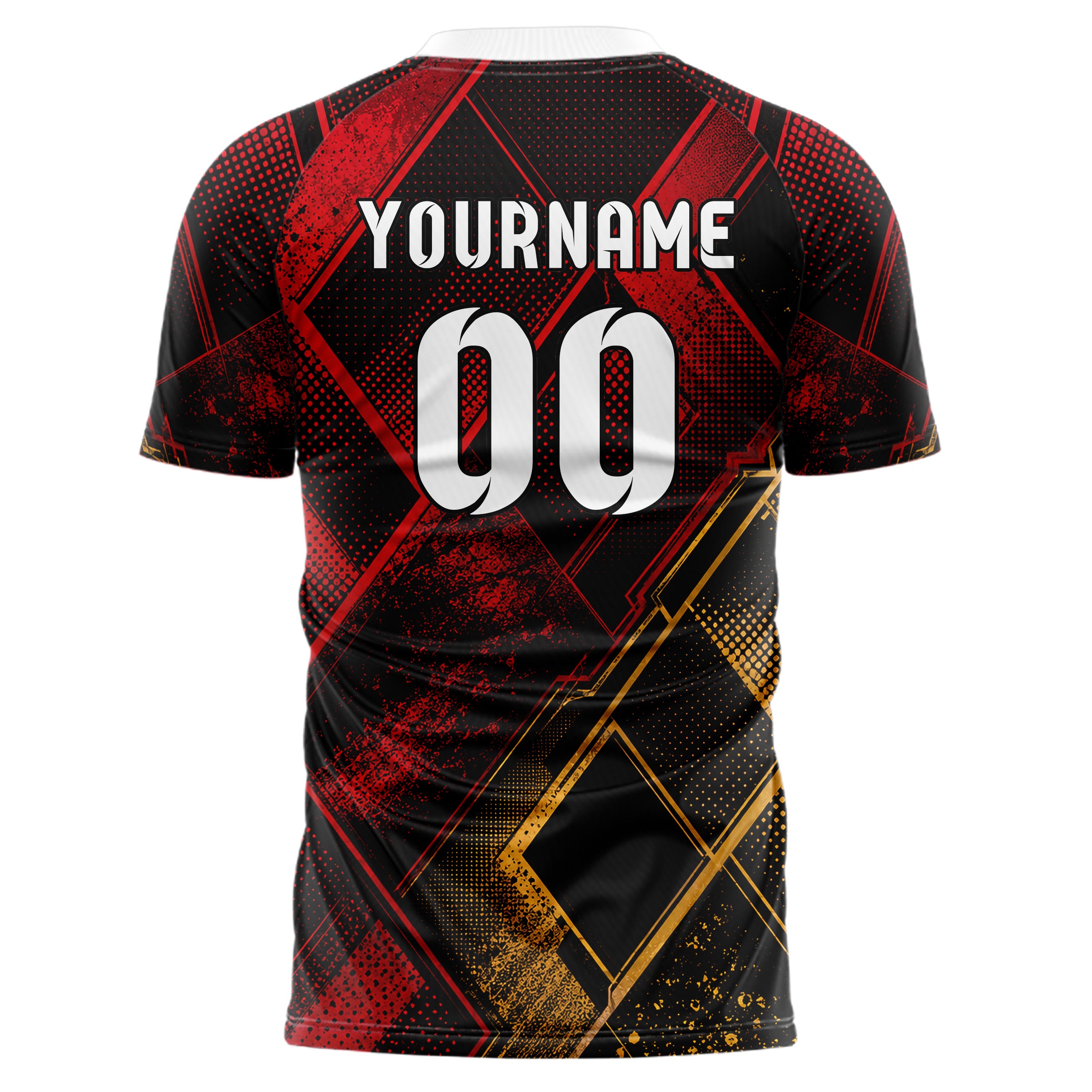 Schwarz dunkles Rauten diagonale Tessellation Design 01-0346 individuelles Fußballtrikot back