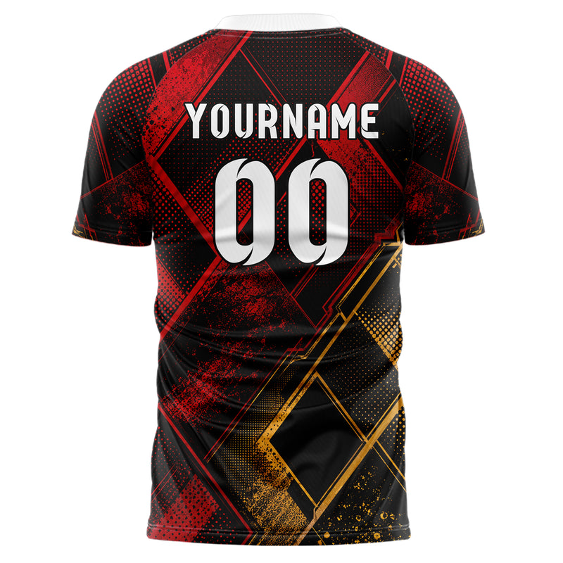 Schwarz dunkles Rauten diagonale Tessellation Design 01-0346 individuelles Fußballtrikot back