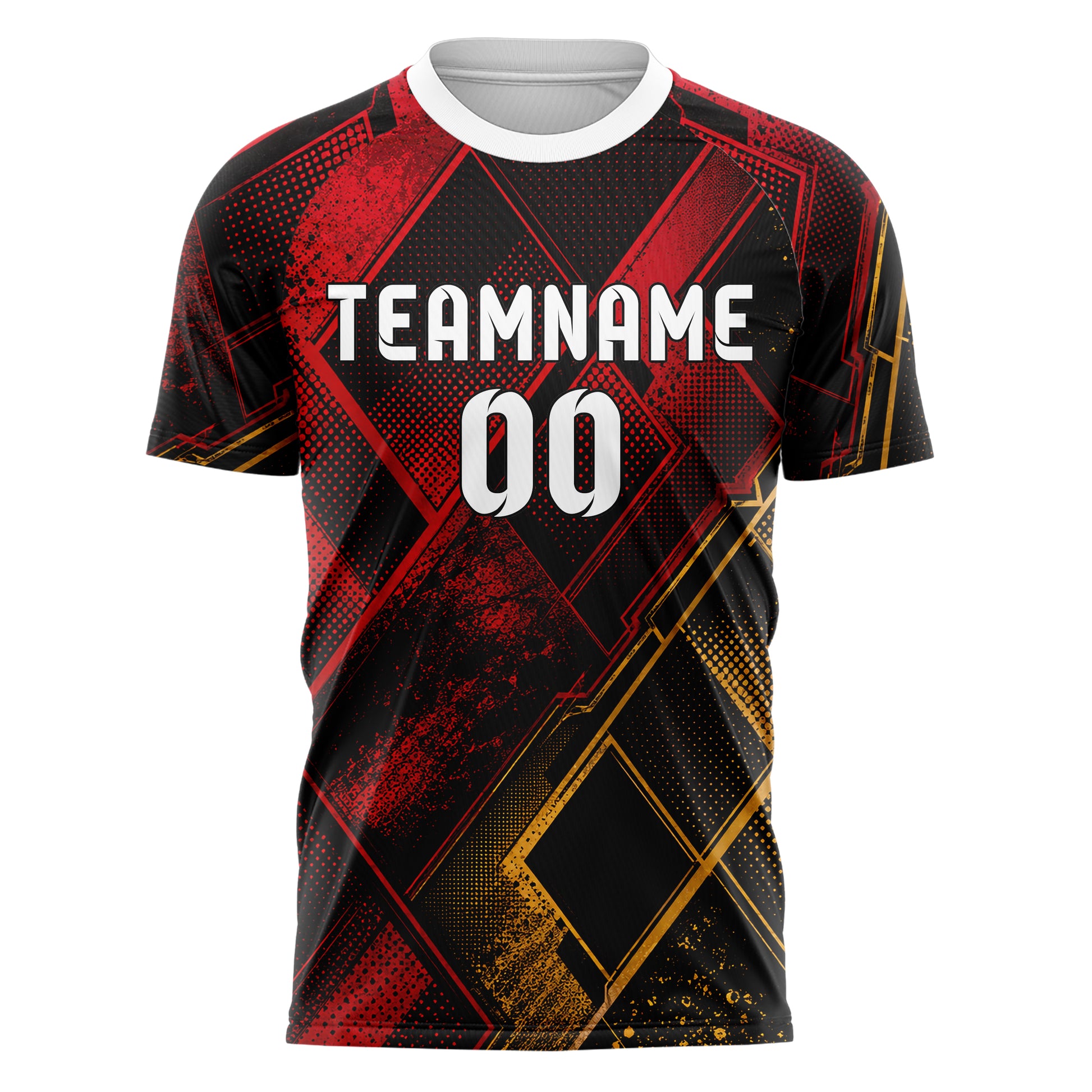 Schwarz dunkles Rauten diagonale Tessellation Design 01-0346 individuelles Fußballtrikot front