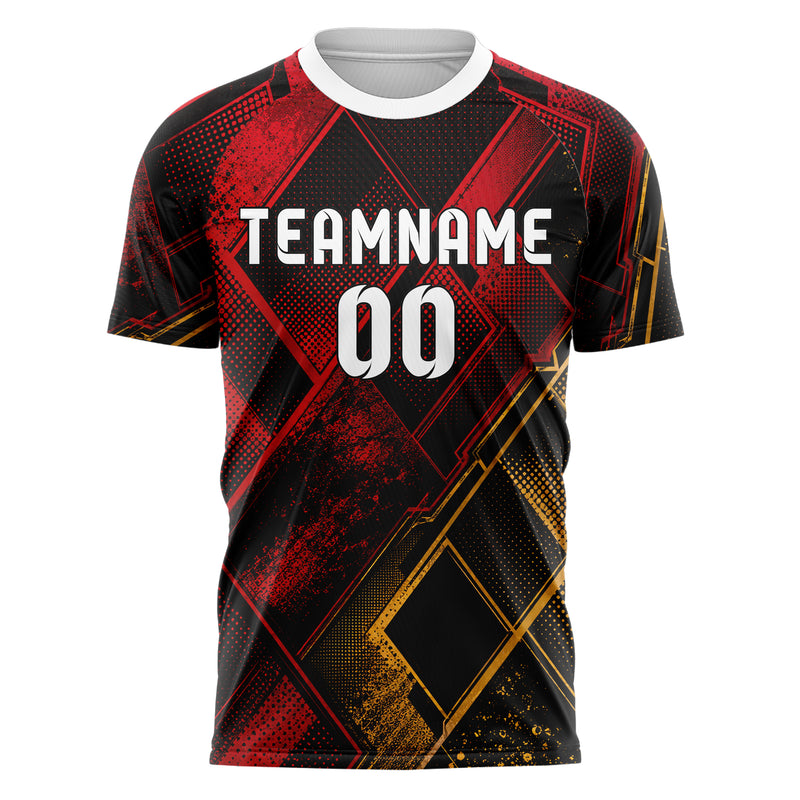 Schwarz dunkles Rauten diagonale Tessellation Design 01-0346 individuelles Fußballtrikot front