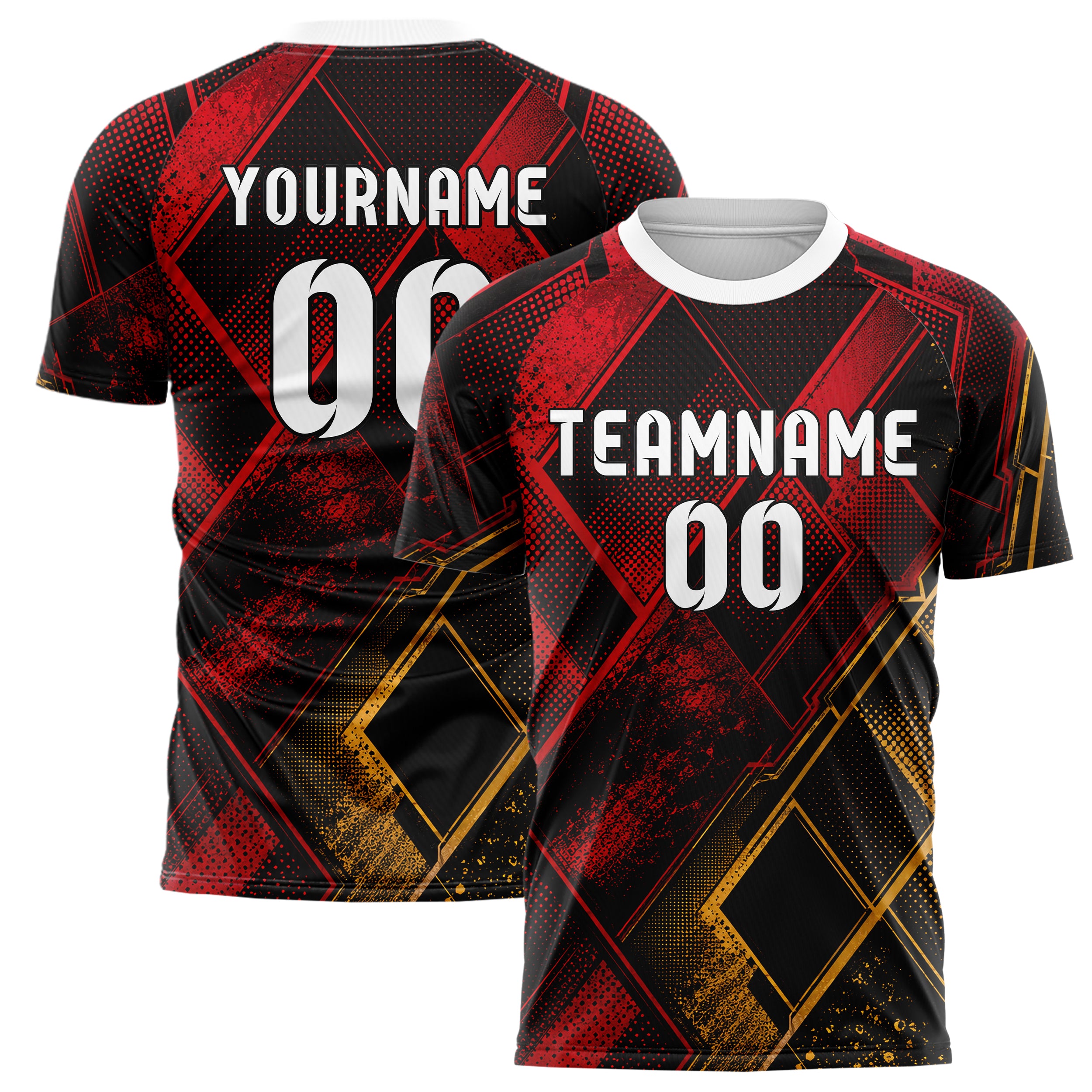 Schwarz dunkles Rauten diagonale Tessellation Design 01-0346 individuelles Fußballtrikot main