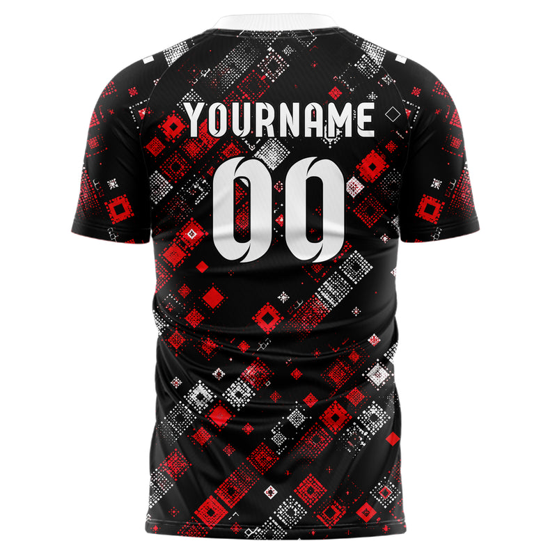 Schwarz dunkles Rauten diagonale Tessellation Design 01-0362 individuelles Fußballtrikot back