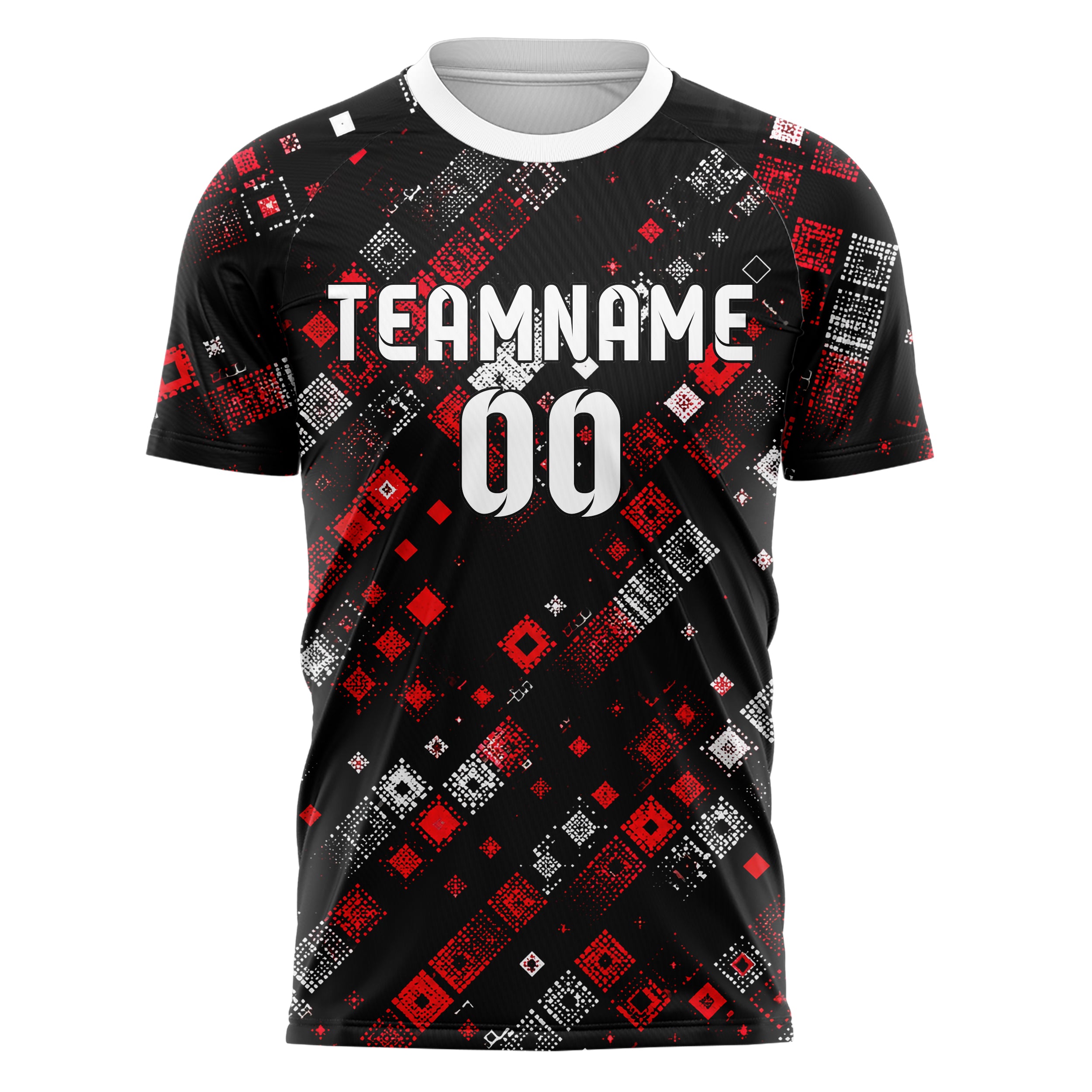 Schwarz dunkles Rauten diagonale Tessellation Design 01-0362 individuelles Fußballtrikot front