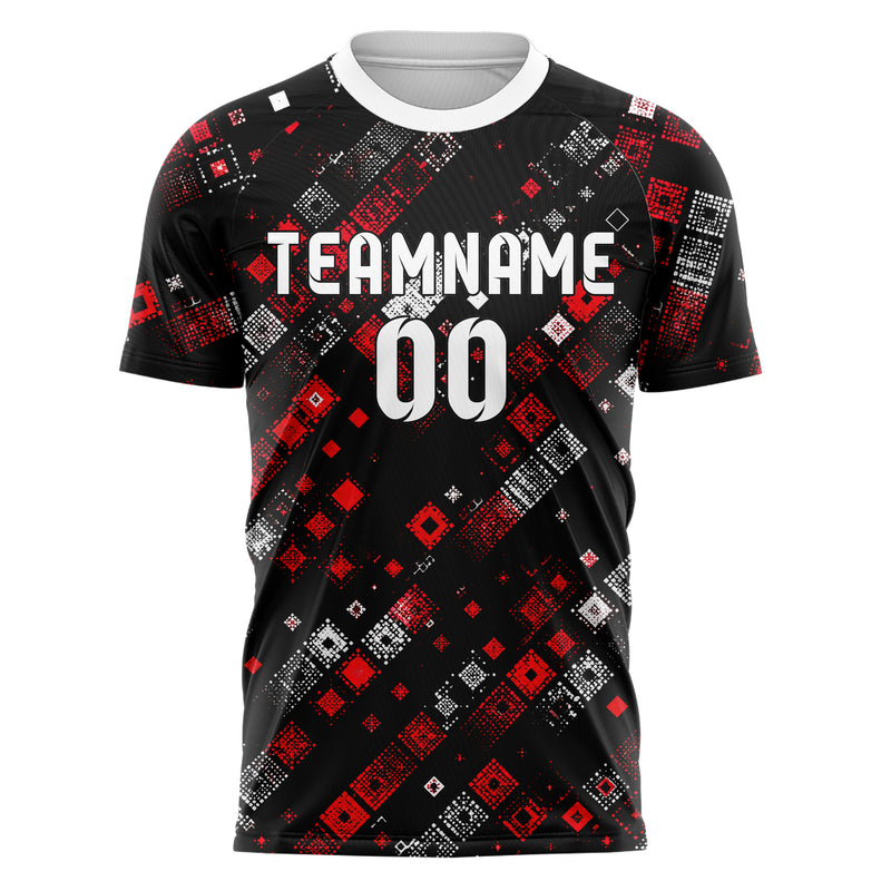 Schwarz dunkles Rauten diagonale Tessellation Design 01-0362 individuelles Fußballtrikot front