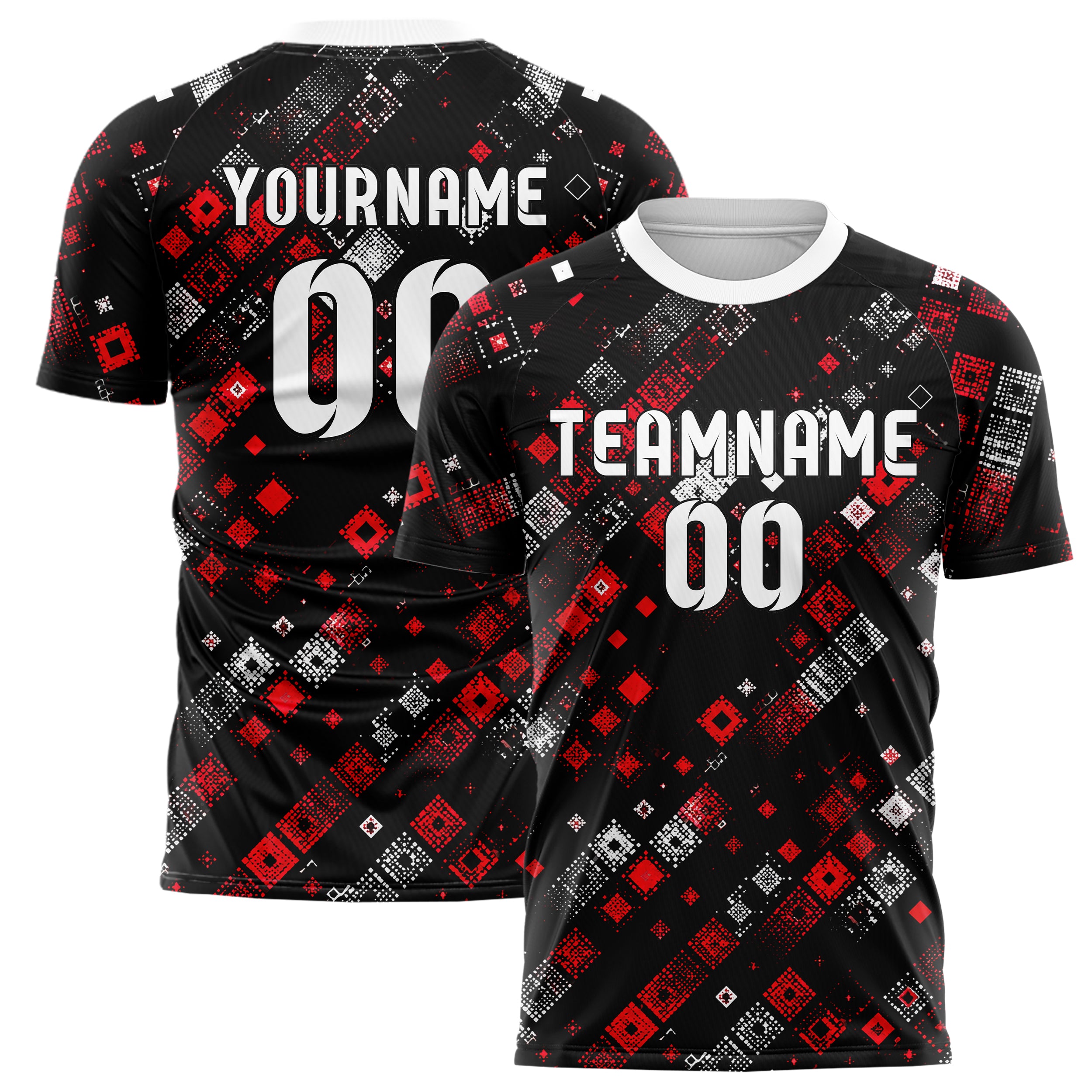 Schwarz dunkles Rauten diagonale Tessellation Design 01-0362 individuelles Fußballtrikot main