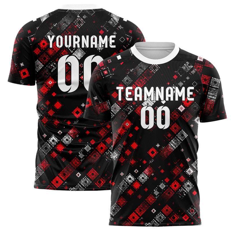 Schwarz dunkles Rauten diagonale Tessellation Design 01-0362 individuelles Fußballtrikot main