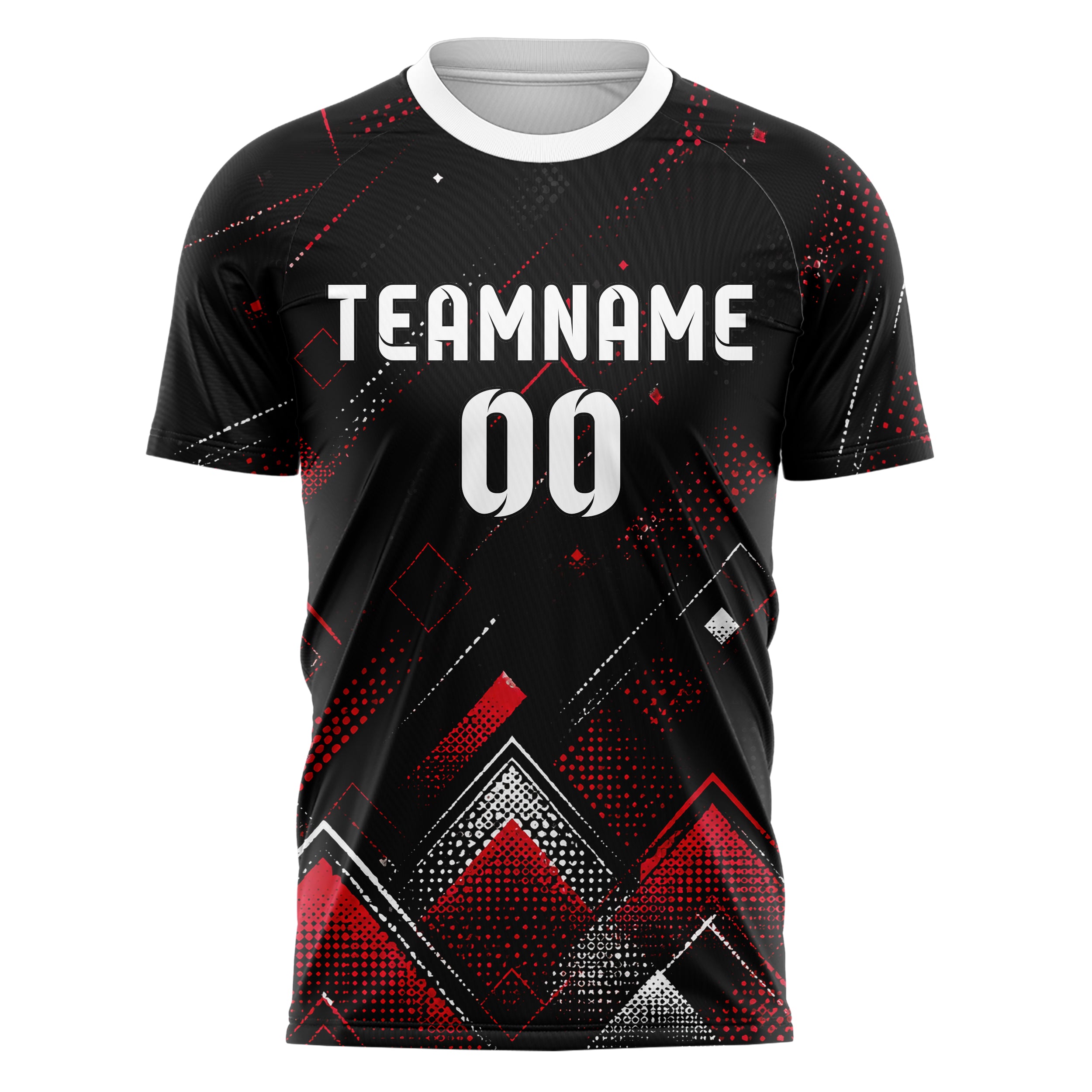 Schwarz dunkles Rauten diagonale Tessellation Design 01-0386 individuelles Fußballtrikot front