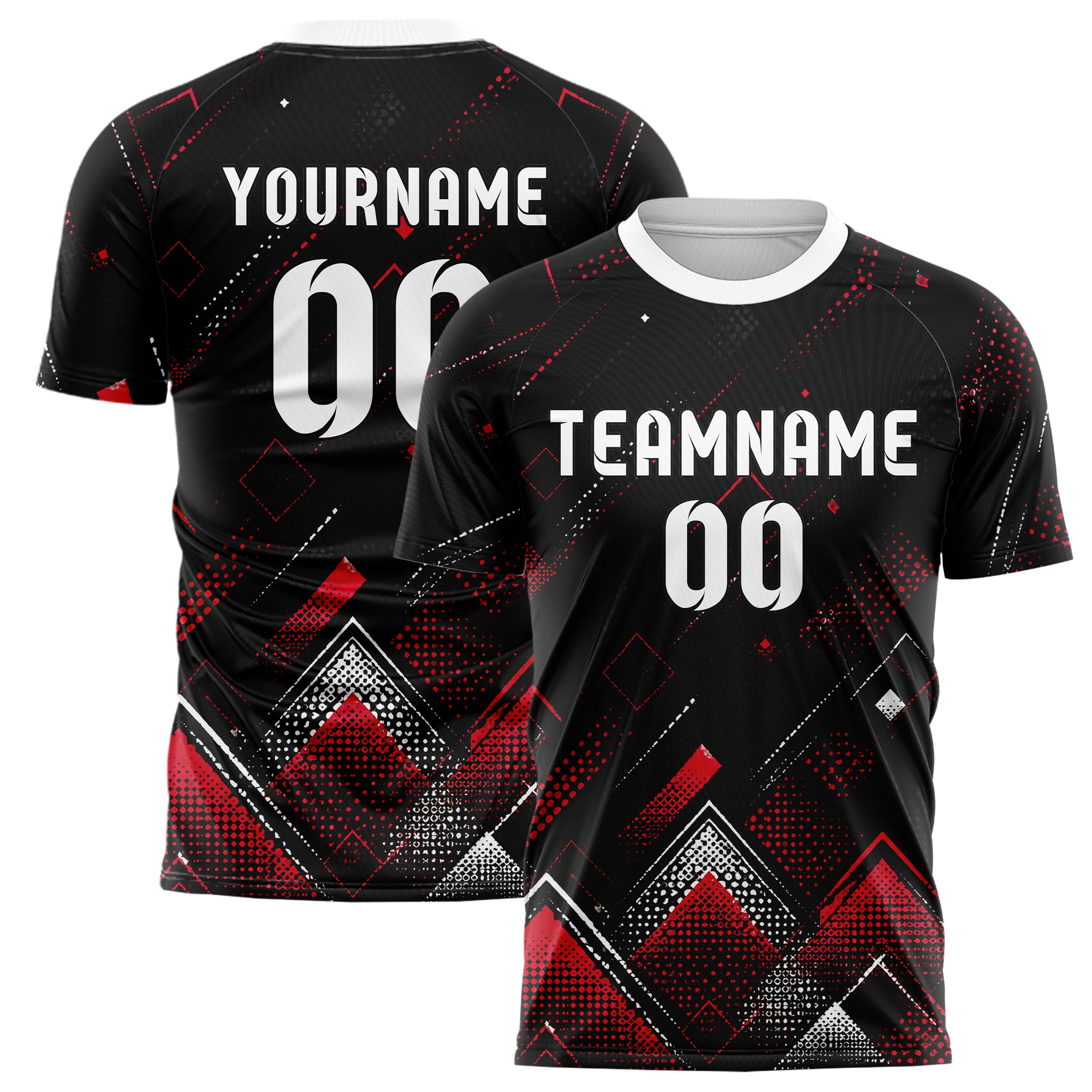Schwarz dunkles Rauten diagonale Tessellation Design 01-0386 individuelles Fußballtrikot main