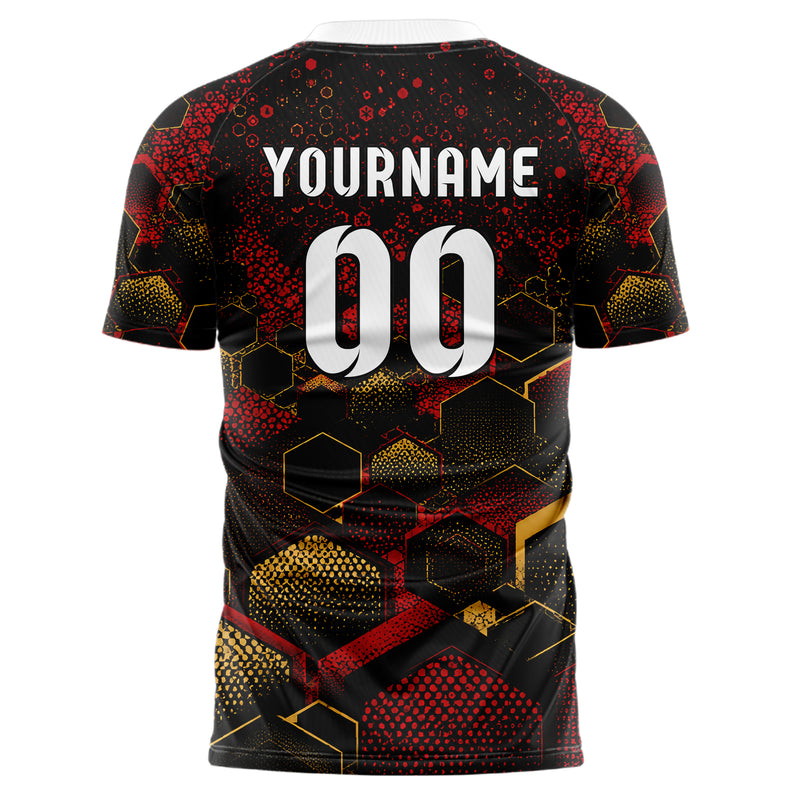 Schwarz dunkles Rauten hexagonale Panels Design 01-0046 individuelles Fußballtrikot back