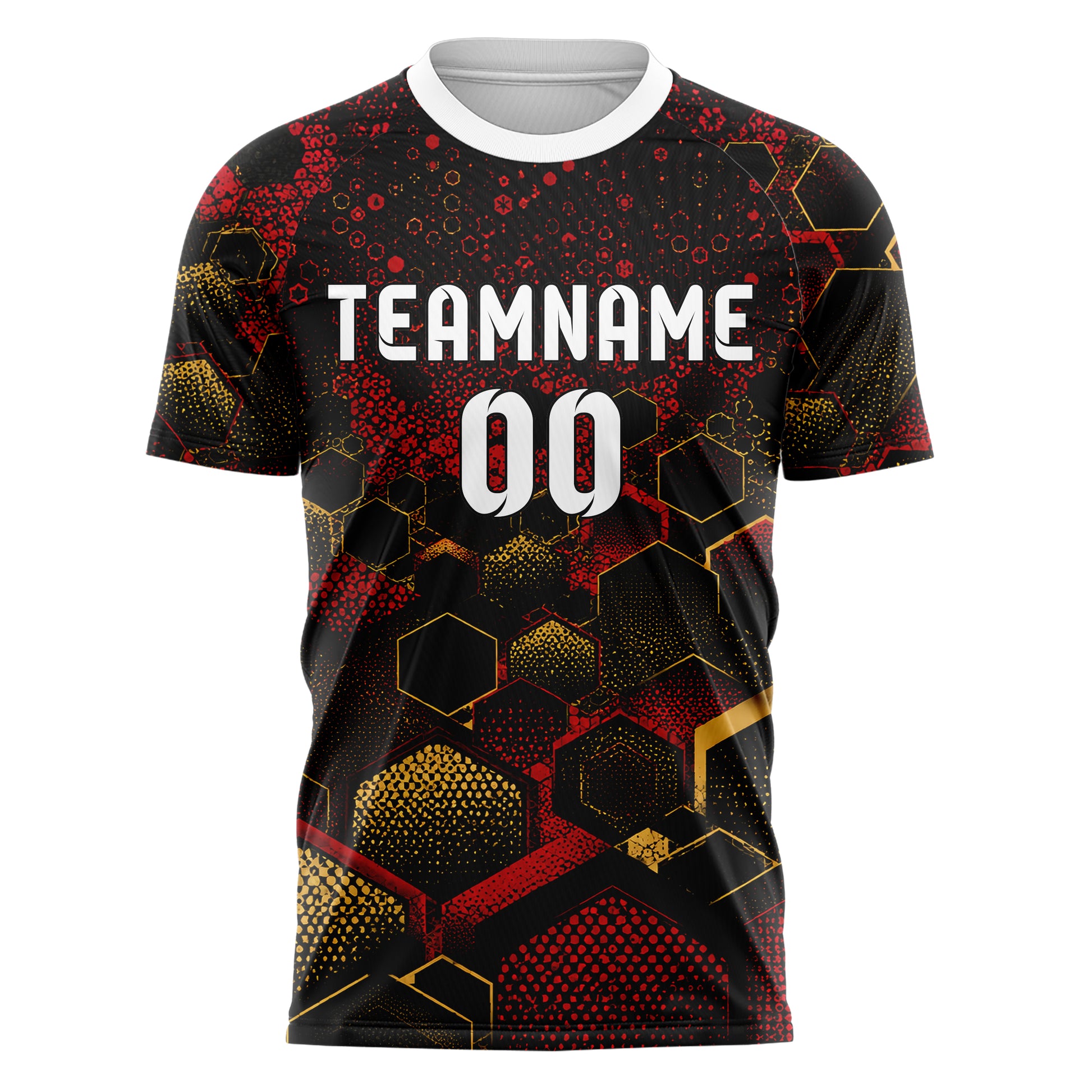 Schwarz dunkles Rauten hexagonale Panels Design 01-0046 individuelles Fußballtrikot front