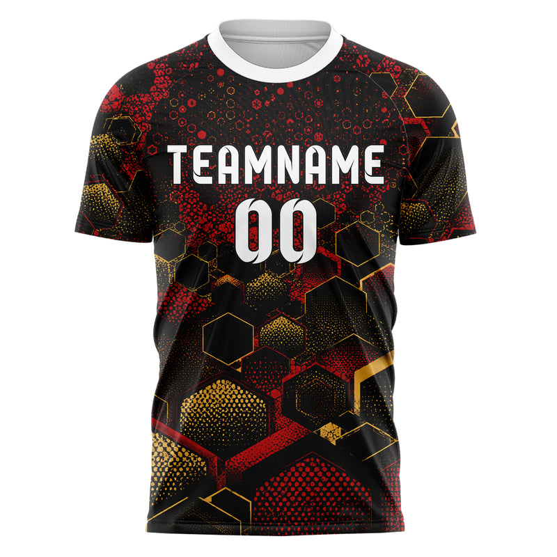 Schwarz dunkles Rauten hexagonale Panels Design 01-0046 individuelles Fußballtrikot front