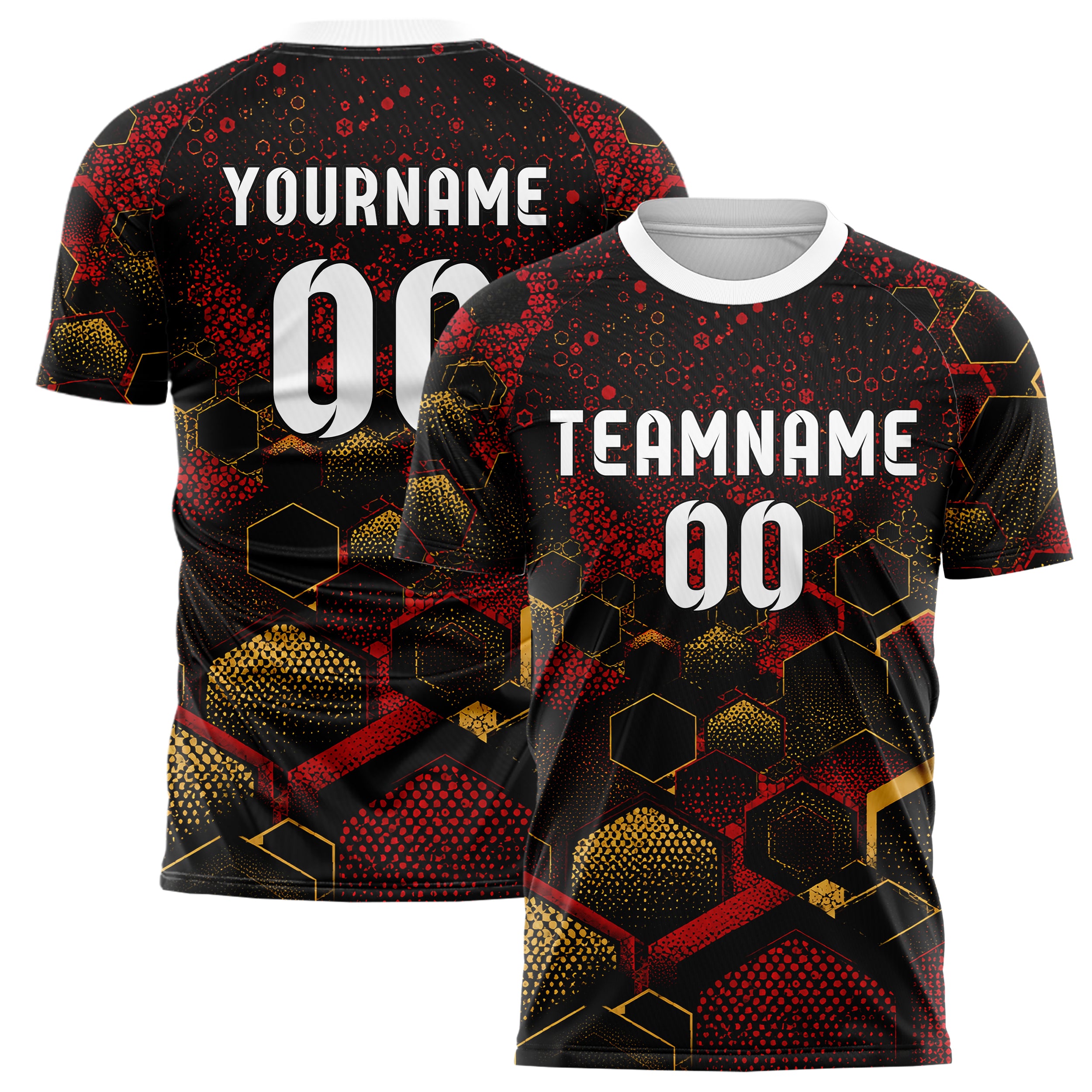 Schwarz dunkles Rauten hexagonale Panels Design 01-0046 individuelles Fußballtrikot main