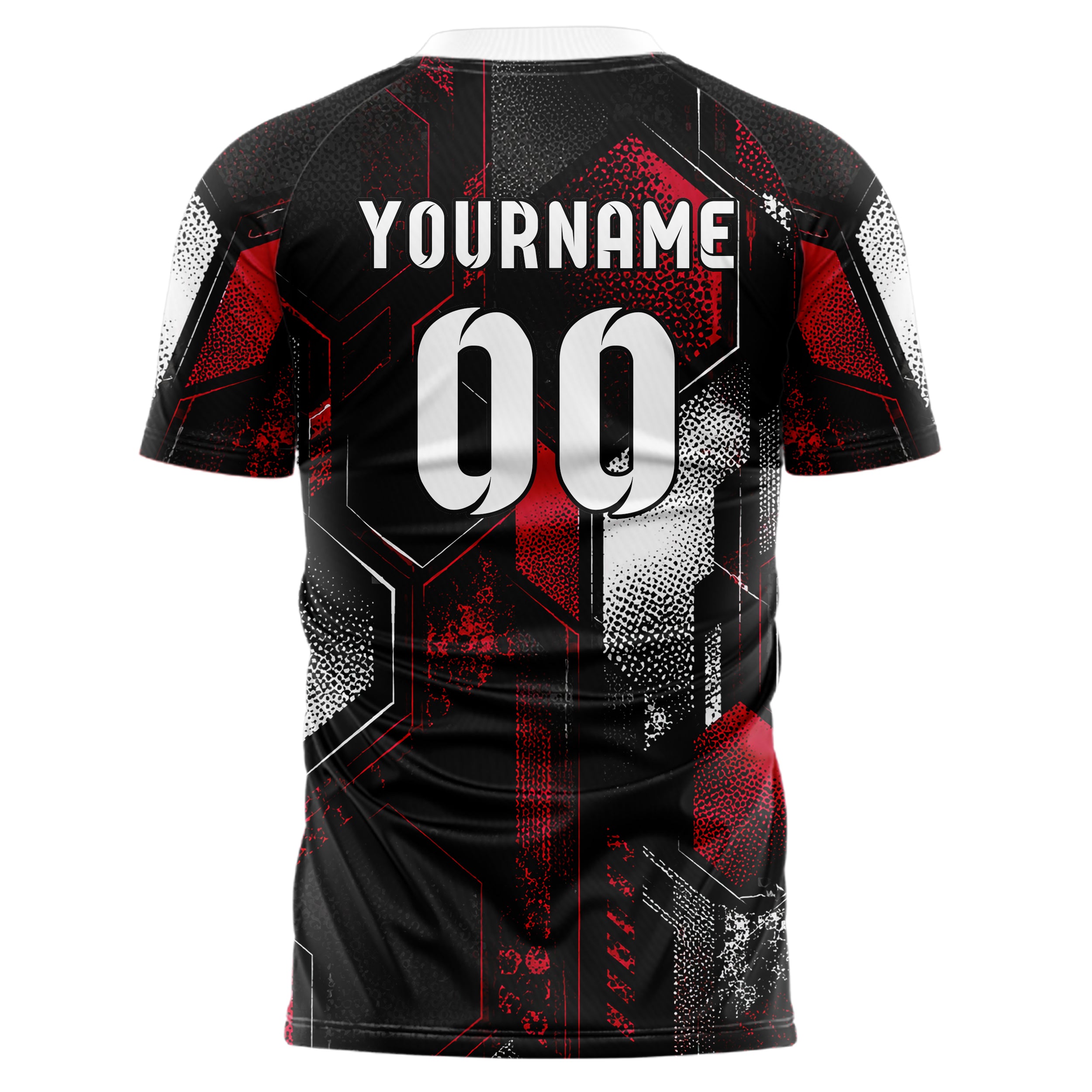 Schwarz dunkles Rauten hexagonale Panels Design 01-0182 individuelles Fußballtrikot back