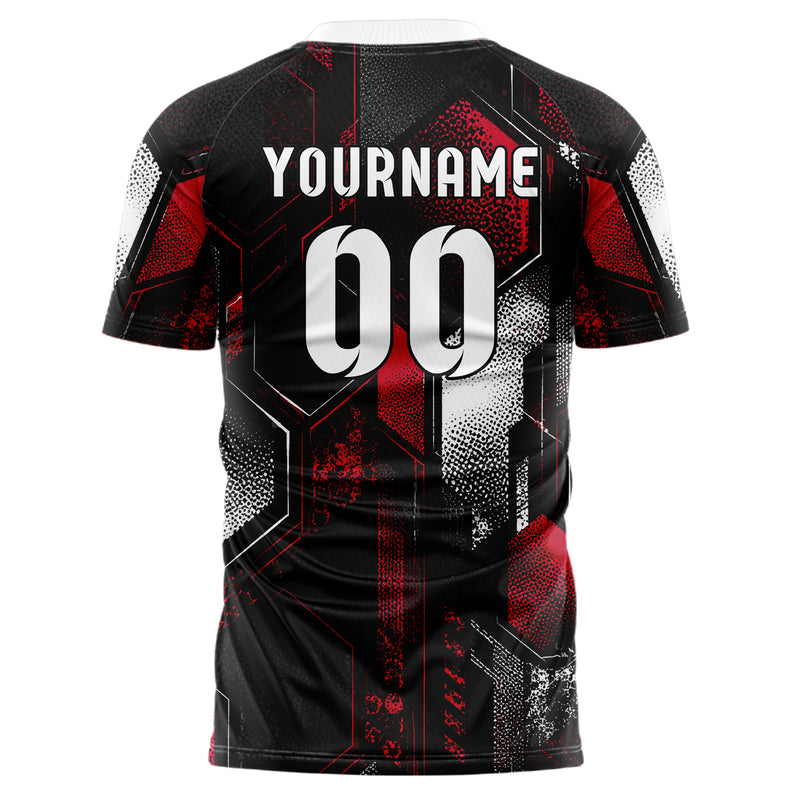 Schwarz dunkles Rauten hexagonale Panels Design 01-0182 individuelles Fußballtrikot back