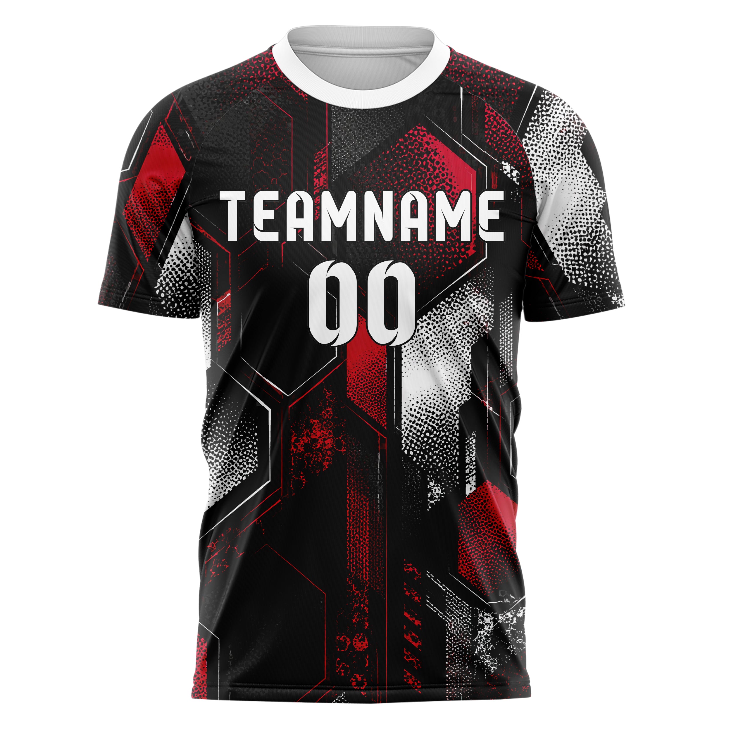 Schwarz dunkles Rauten hexagonale Panels Design 01-0182 individuelles Fußballtrikot front