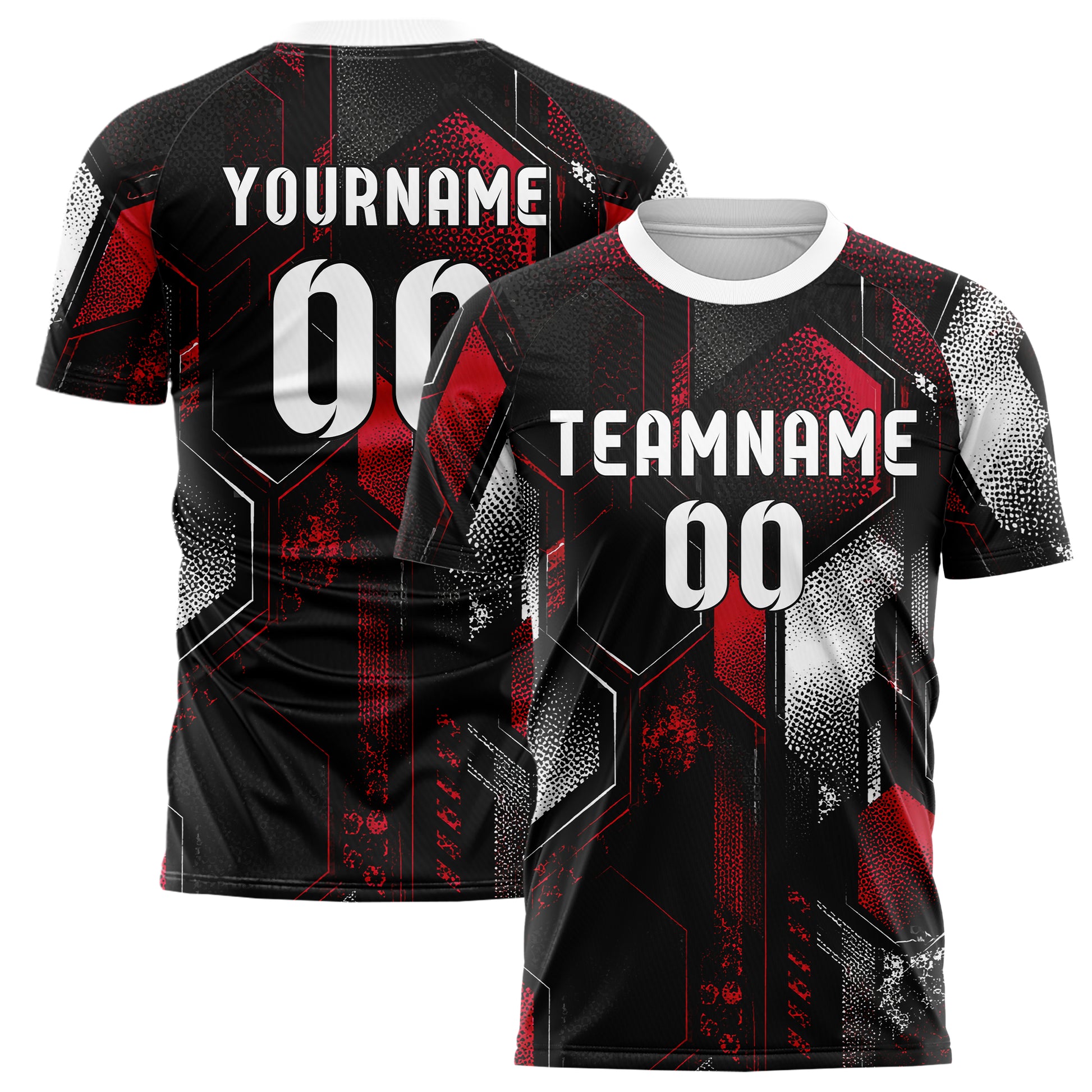 Schwarz dunkles Rauten hexagonale Panels Design 01-0182 individuelles Fußballtrikot main