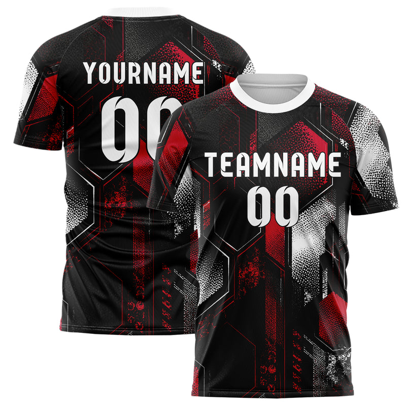 Schwarz dunkles Rauten hexagonale Panels Design 01-0182 individuelles Fußballtrikot main