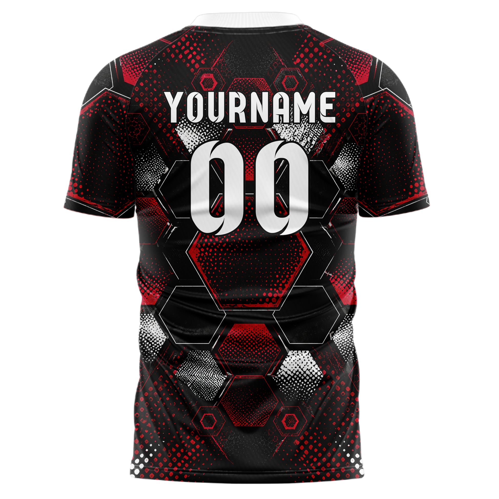 Schwarz dunkles Rauten hexagonale Panels Design 01-0254 individuelles Fußballtrikot back
