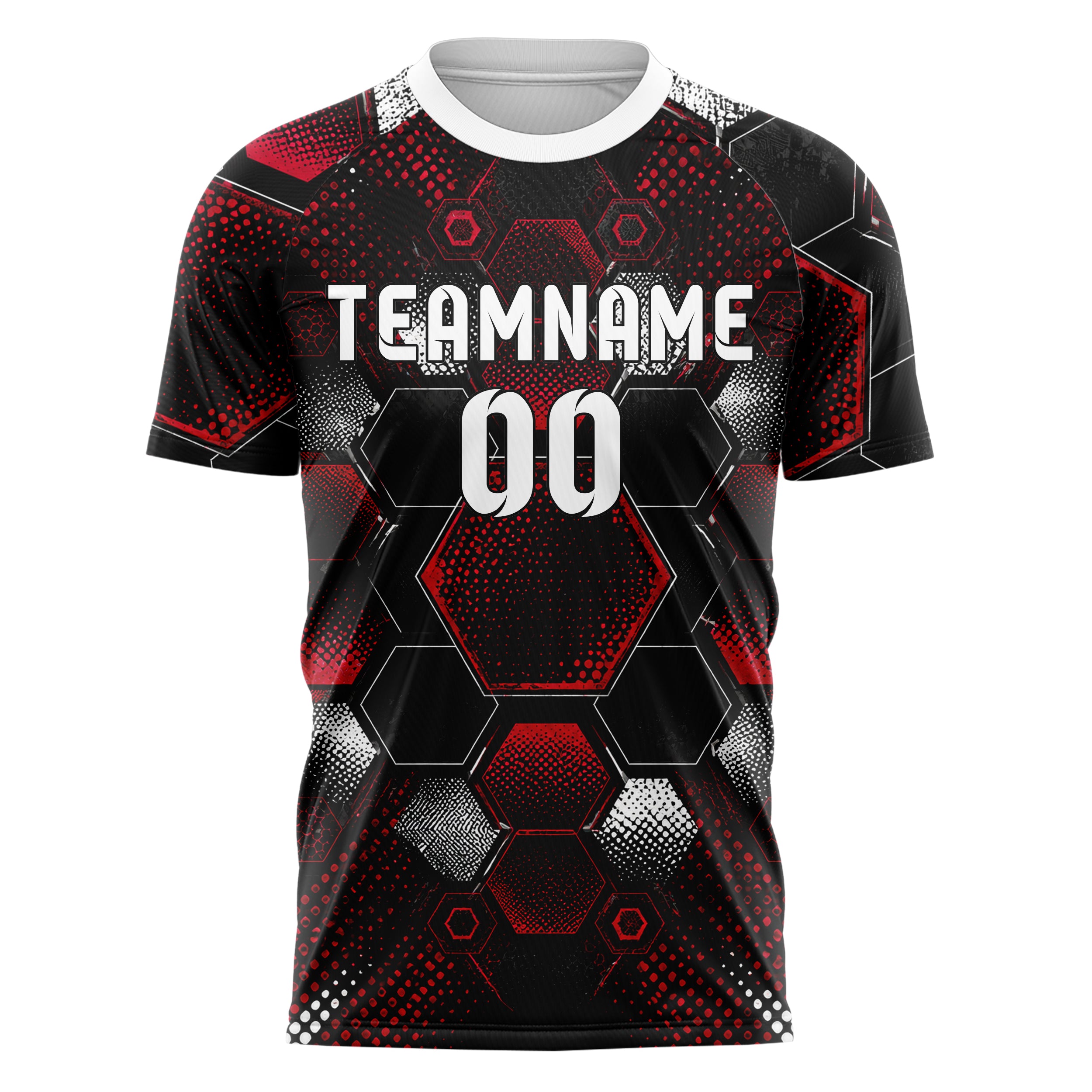 Schwarz dunkles Rauten hexagonale Panels Design 01-0254 individuelles Fußballtrikot front