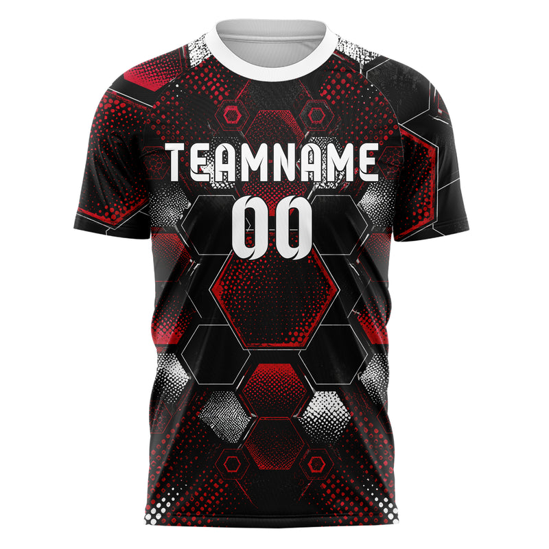 Schwarz dunkles Rauten hexagonale Panels Design 01-0254 individuelles Fußballtrikot front