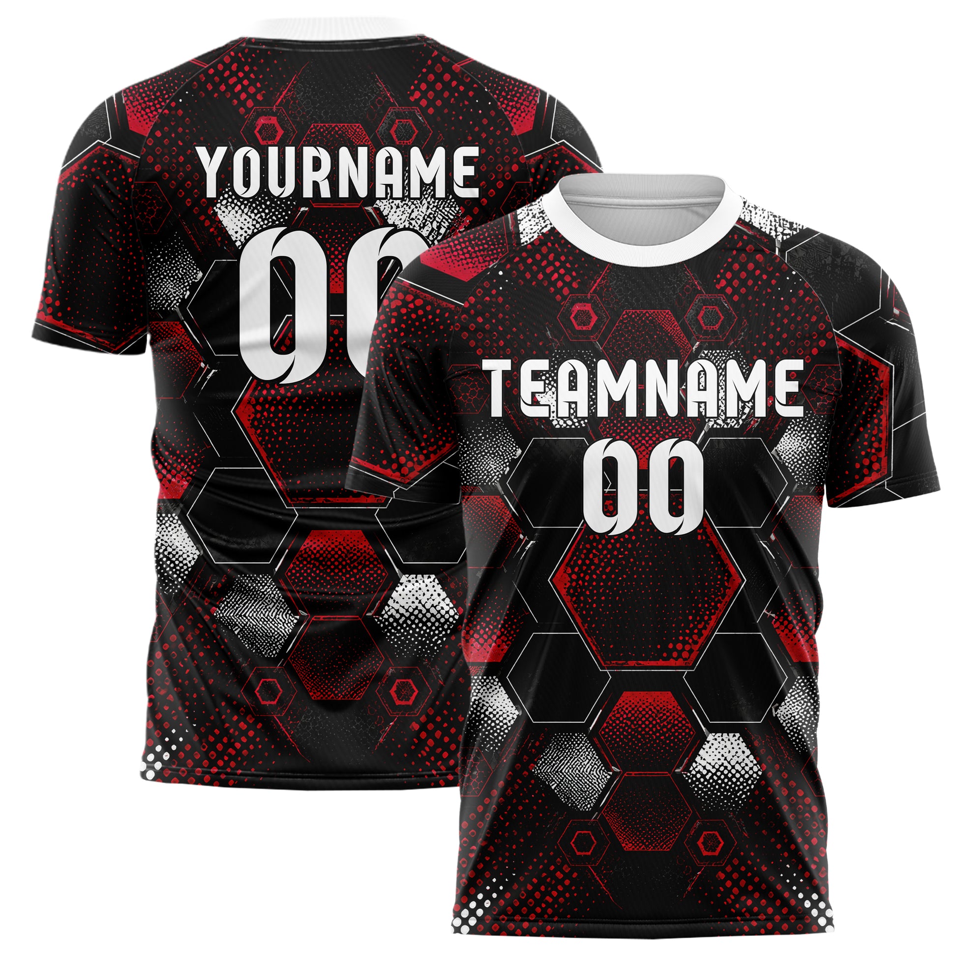 Schwarz dunkles Rauten hexagonale Panels Design 01-0254 individuelles Fußballtrikot main