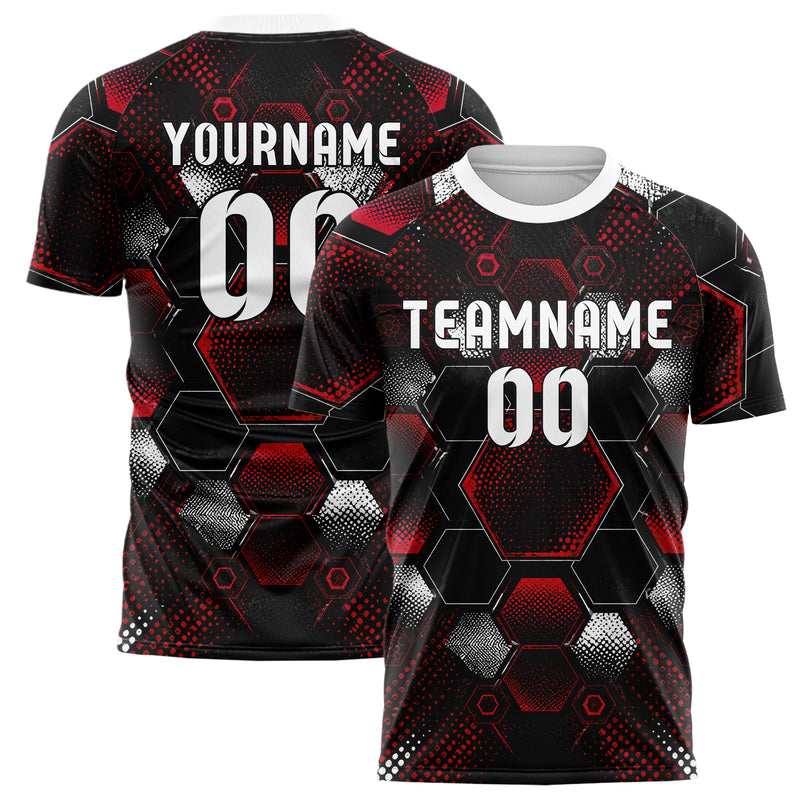 Schwarz dunkles Rauten hexagonale Panels Design 01-0254 individuelles Fußballtrikot main