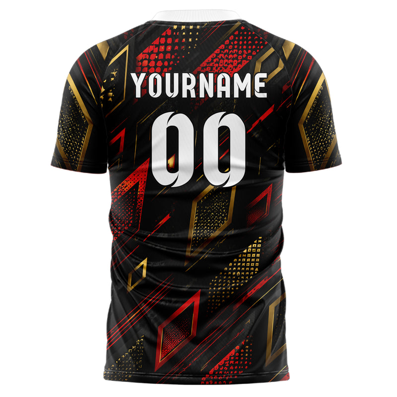 Schwarz dunkles Rauten Layered 3D Rhombus Design 01-0043 individuelles Fußballtrikot back