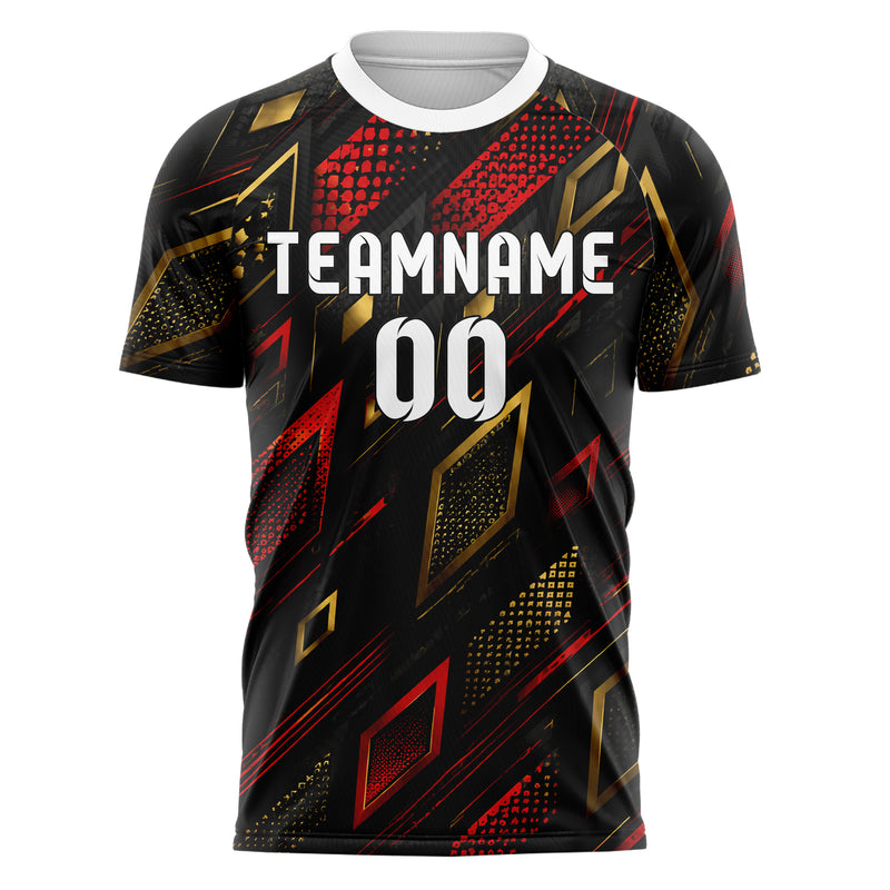 Schwarz dunkles Rauten Layered 3D Rhombus Design 01-0043 individuelles Fußballtrikot front