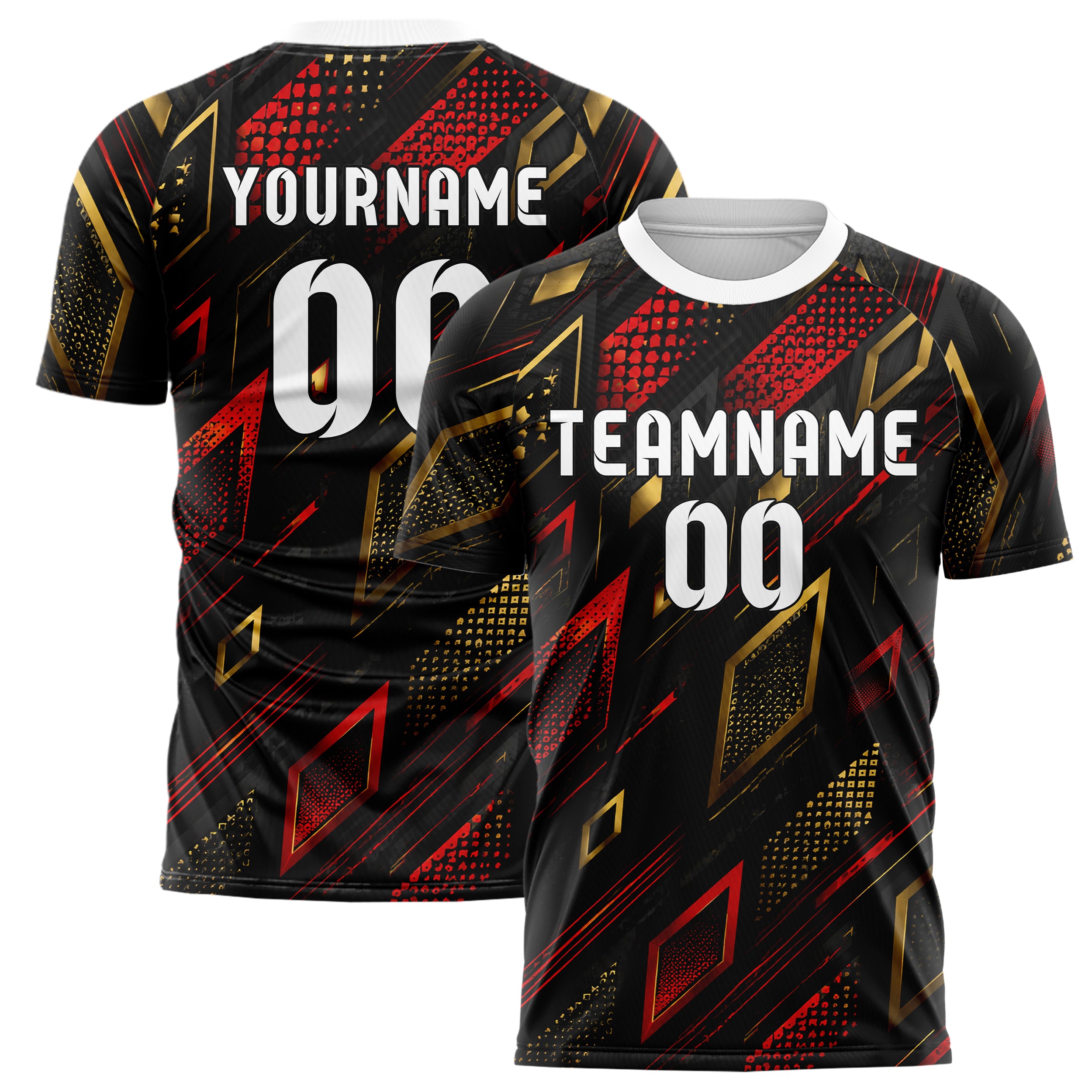 Schwarz dunkles Rauten Layered 3D Rhombus Design 01-0043 individuelles Fußballtrikot main
