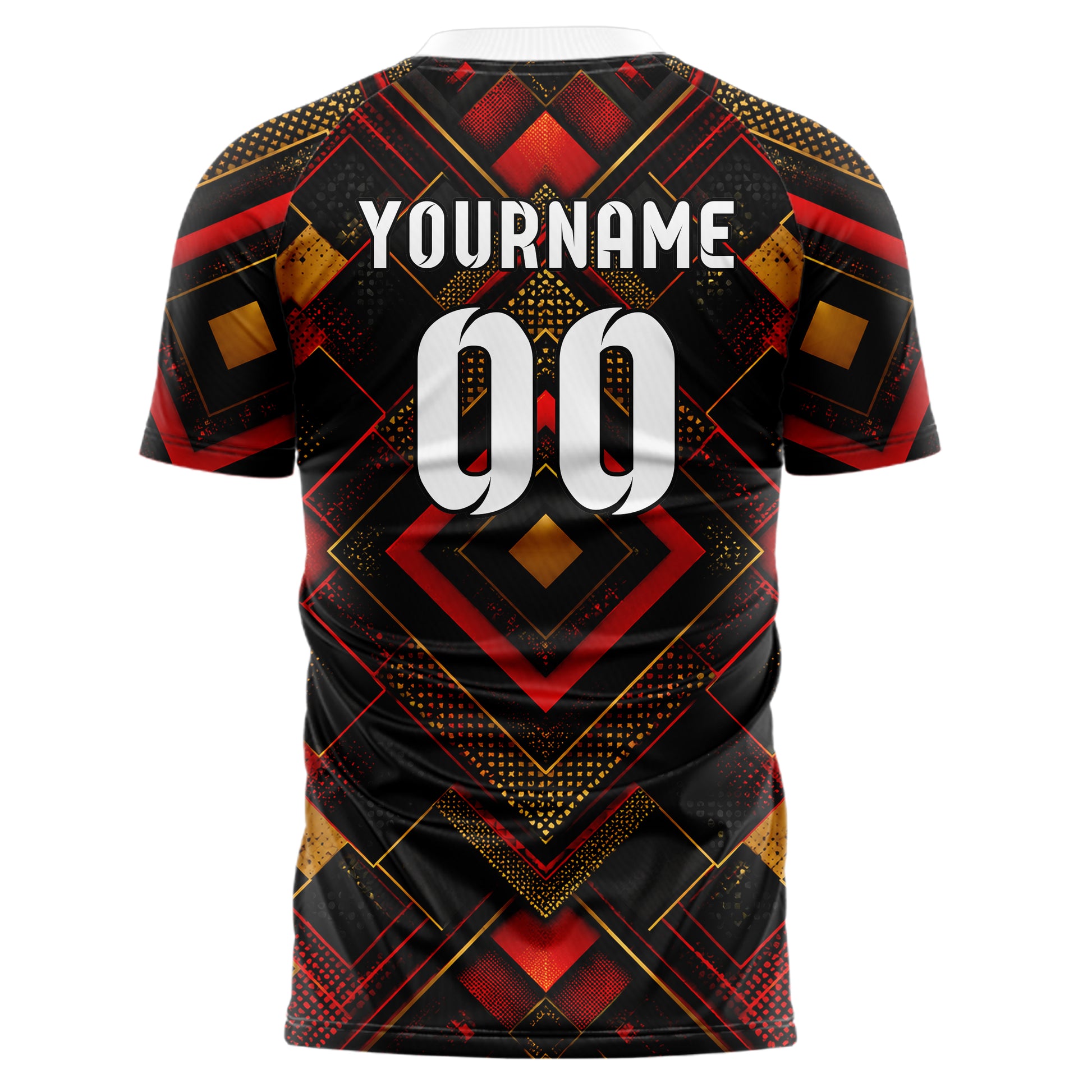 Schwarz dunkles Rauten Layered 3D Rhombus Design 01-0187 individuelles Fußballtrikot back